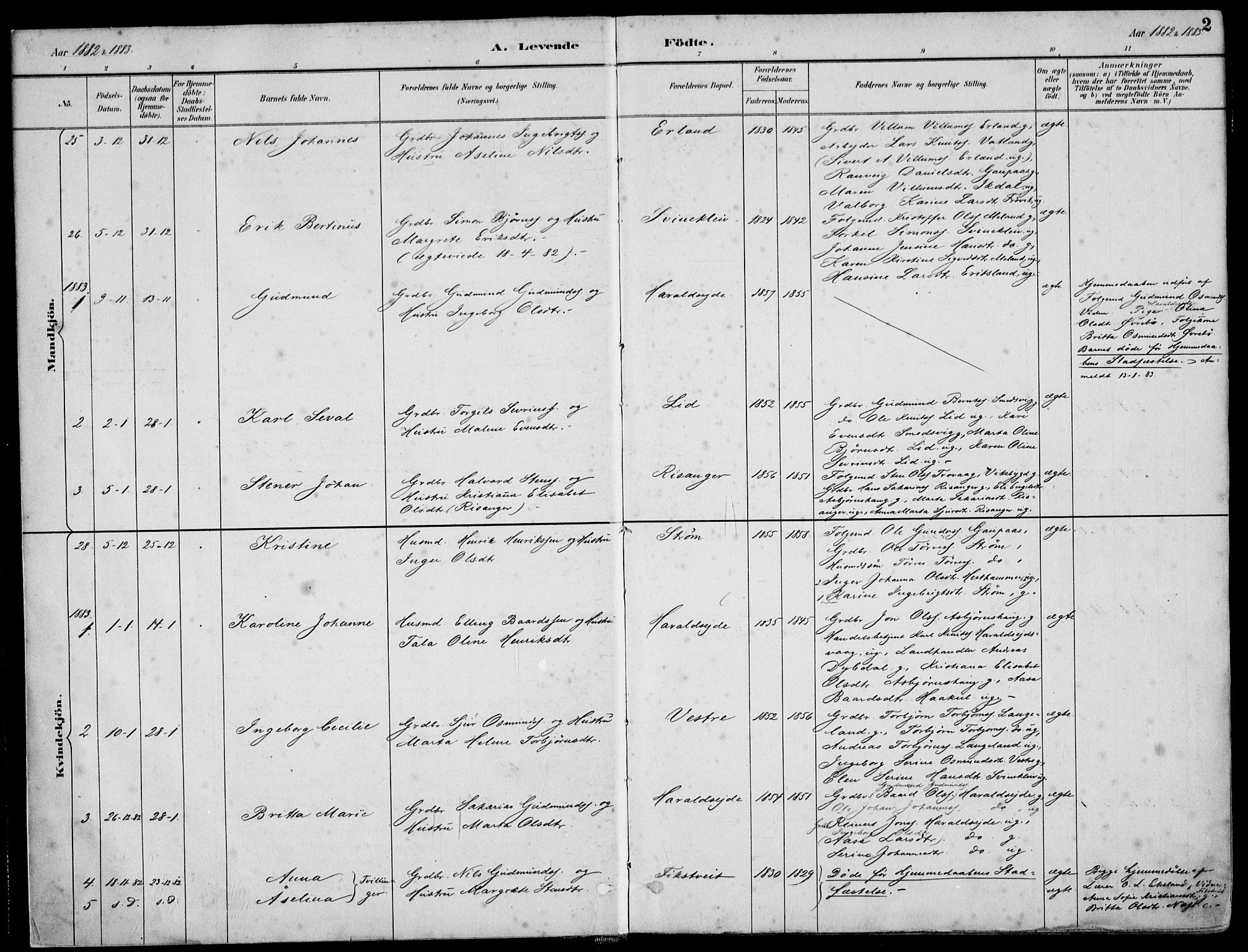 Skjold sokneprestkontor, AV/SAST-A-101847/H/Ha/Haa/L0010: Parish register (official) no. A 10, 1882-1897, p. 2