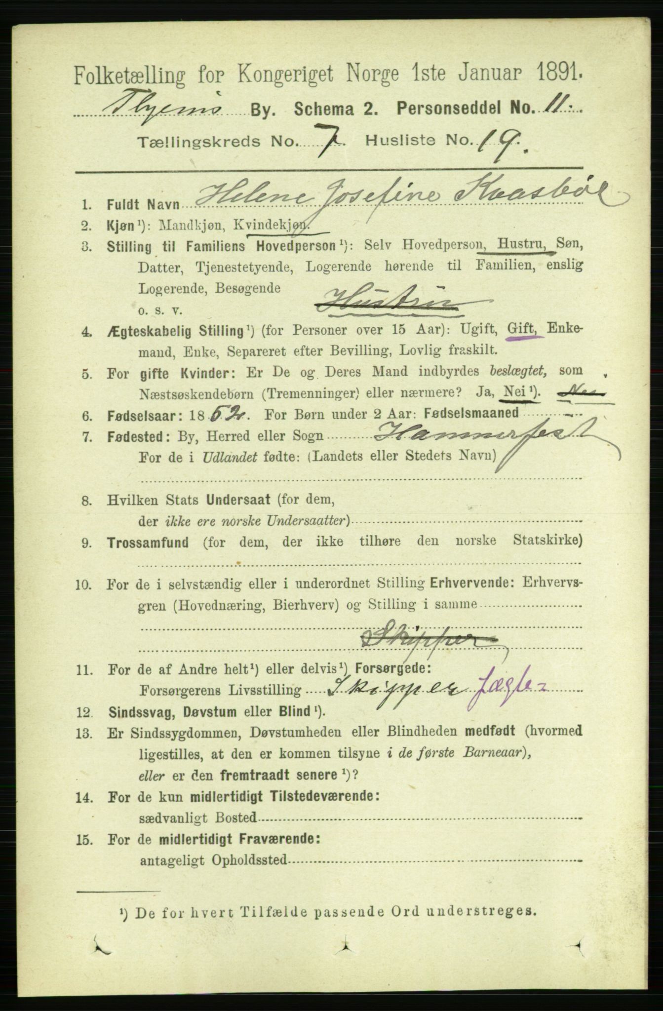 RA, 1891 census for 1601 Trondheim, 1891, p. 6204