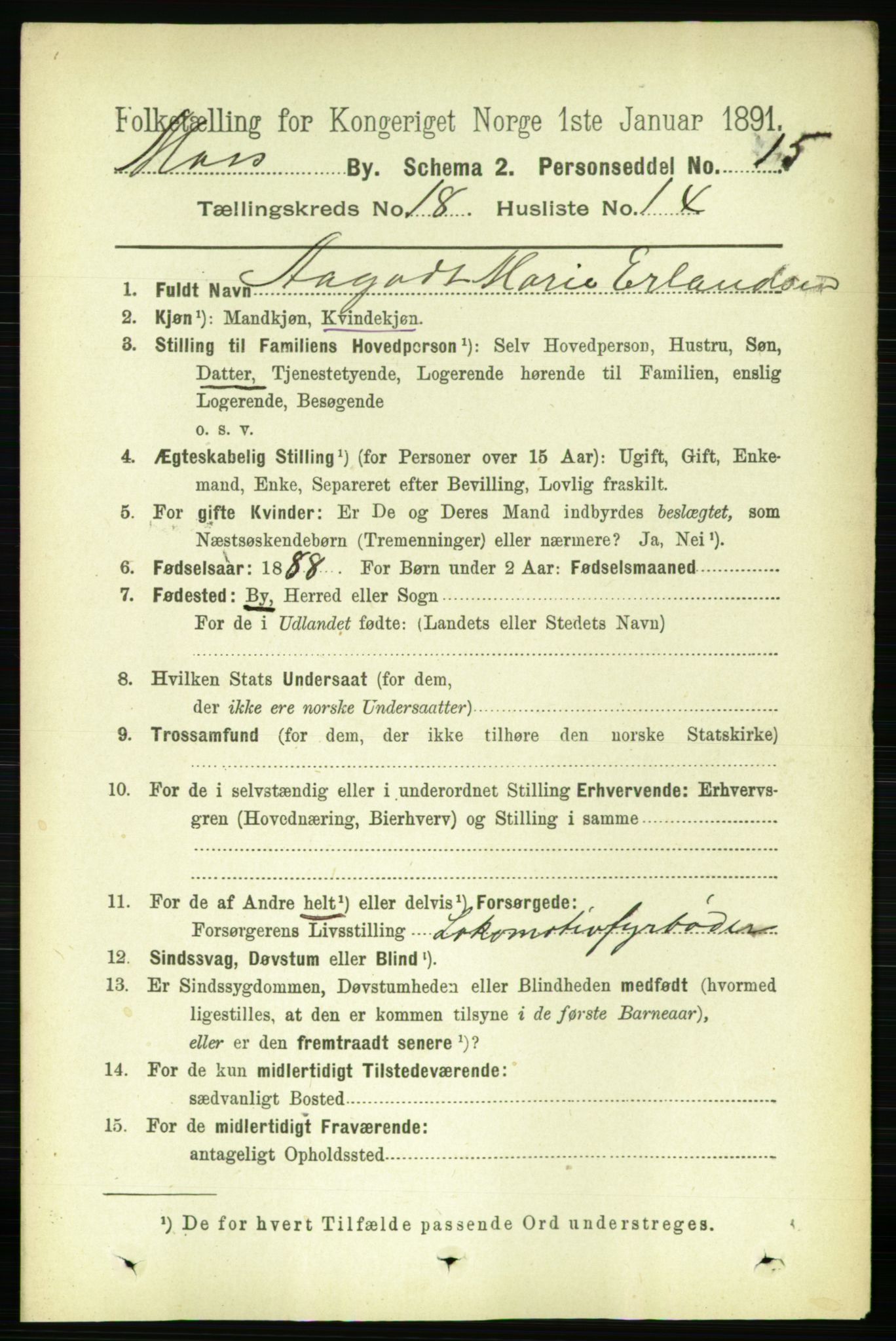 RA, 1891 census for 0104 Moss, 1891, p. 8355