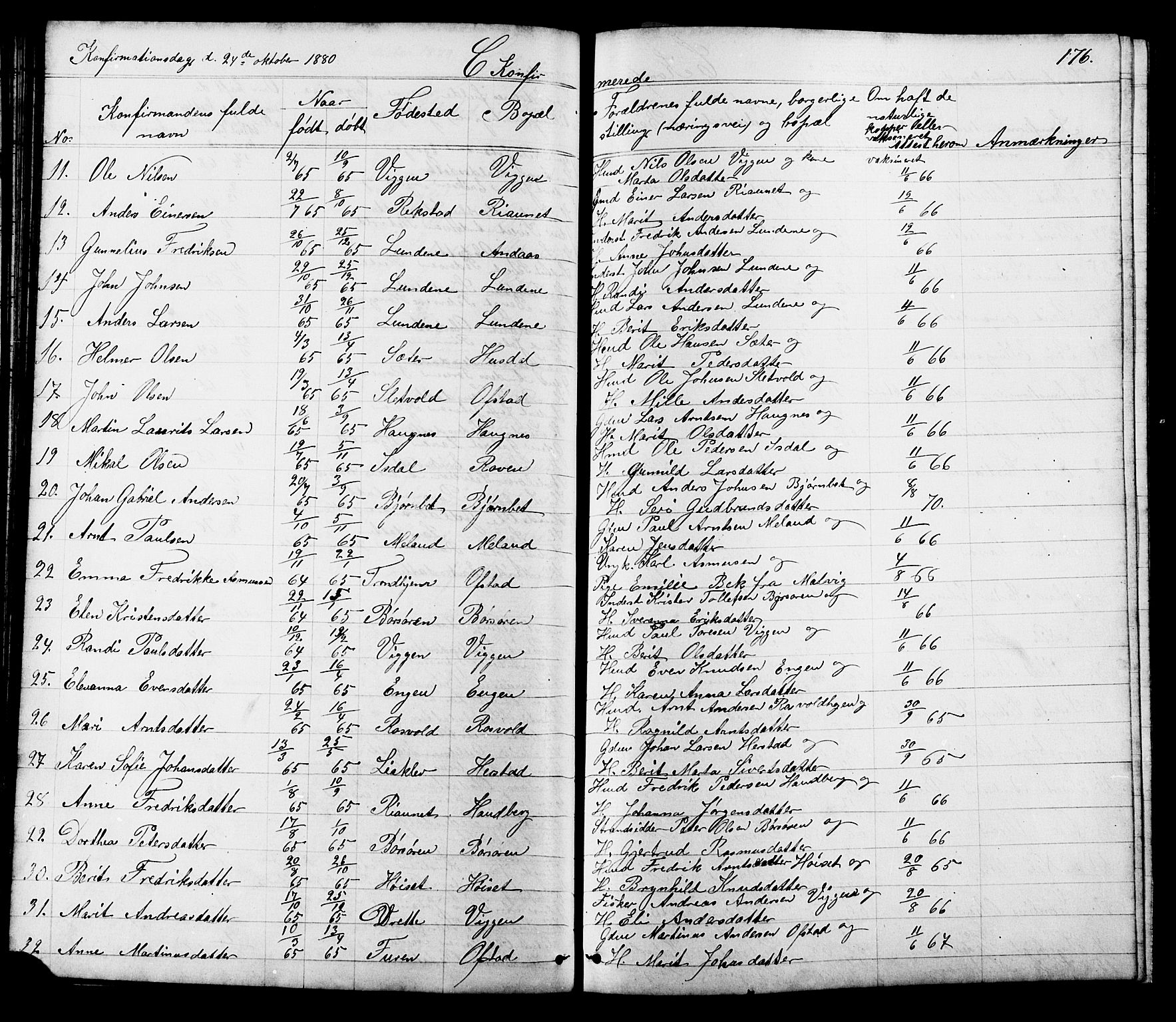 Ministerialprotokoller, klokkerbøker og fødselsregistre - Sør-Trøndelag, SAT/A-1456/665/L0777: Parish register (copy) no. 665C02, 1867-1915, p. 176