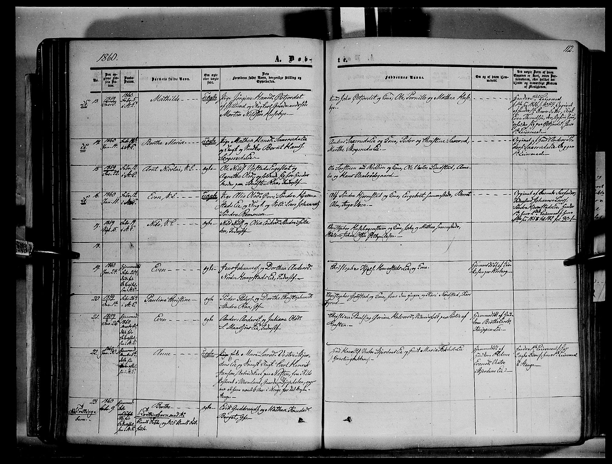 Stange prestekontor, AV/SAH-PREST-002/K/L0012: Parish register (official) no. 12, 1852-1862, p. 112