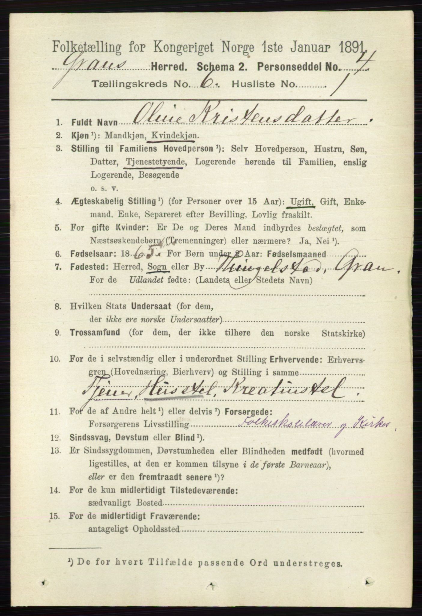 RA, 1891 census for 0534 Gran, 1891, p. 2233