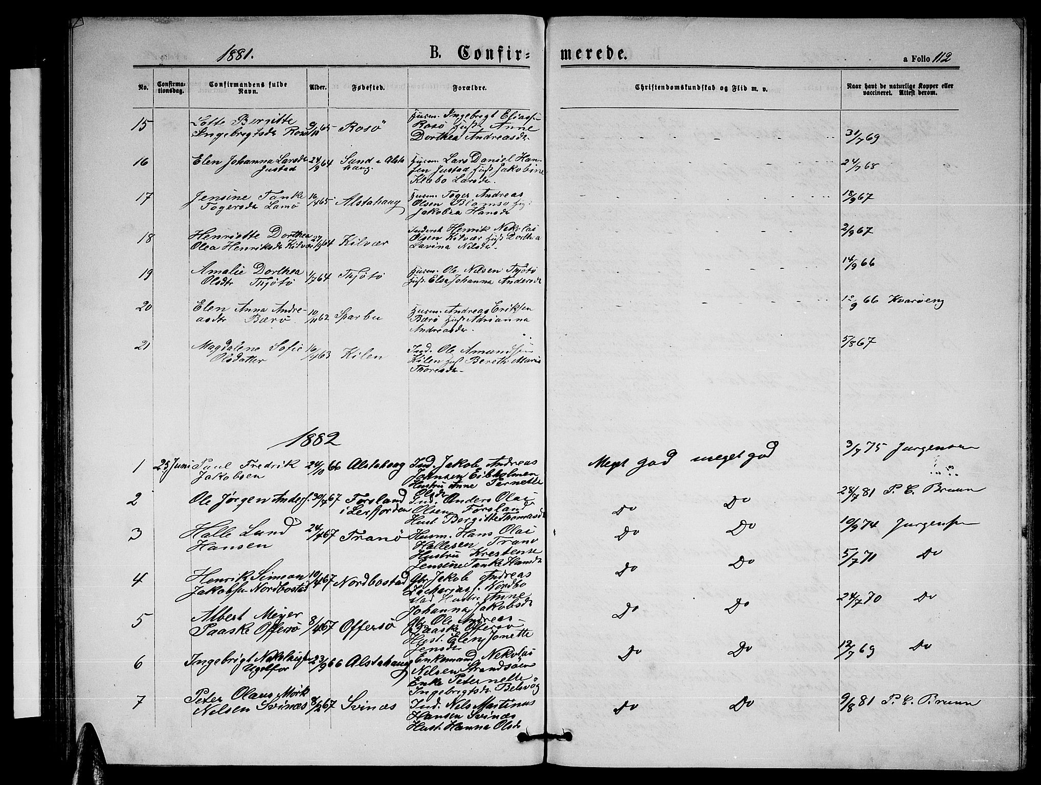 Ministerialprotokoller, klokkerbøker og fødselsregistre - Nordland, AV/SAT-A-1459/817/L0267: Parish register (copy) no. 817C02, 1870-1883, p. 112