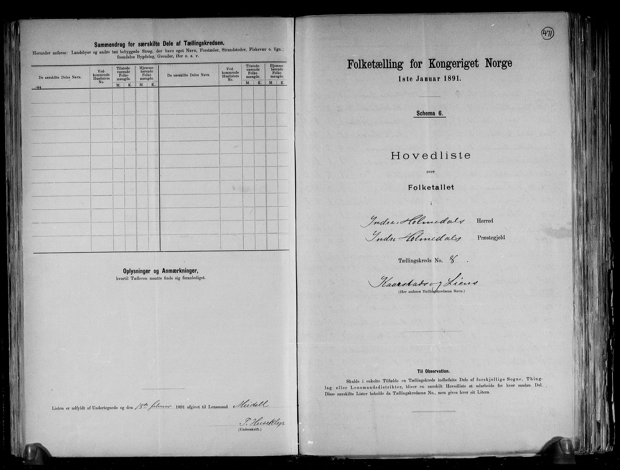 RA, 1891 census for 1430 Indre Holmedal, 1891, p. 26