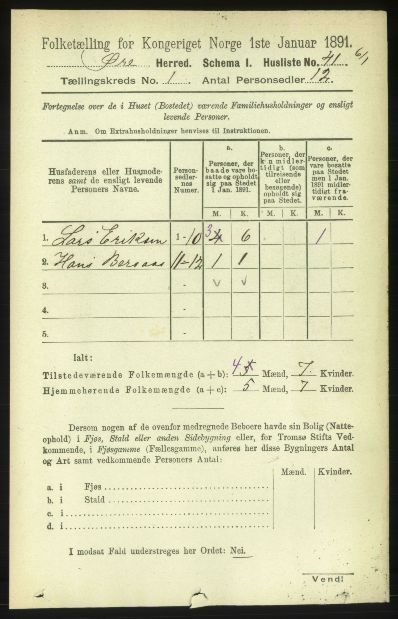 RA, 1891 census for 1558 Øre, 1891, p. 58