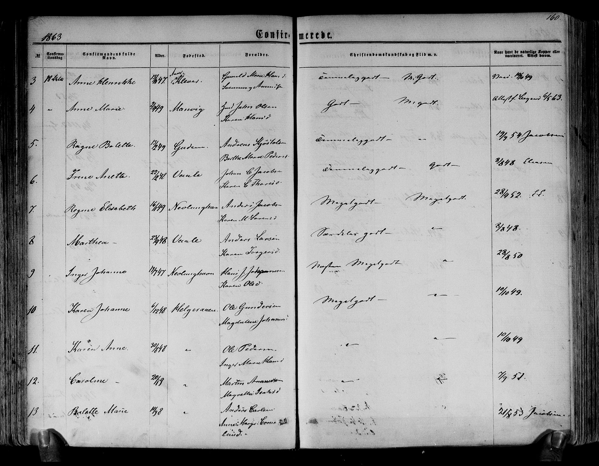 Brunlanes kirkebøker, AV/SAKO-A-342/F/Fa/L0005: Parish register (official) no. I 5, 1862-1877, p. 160