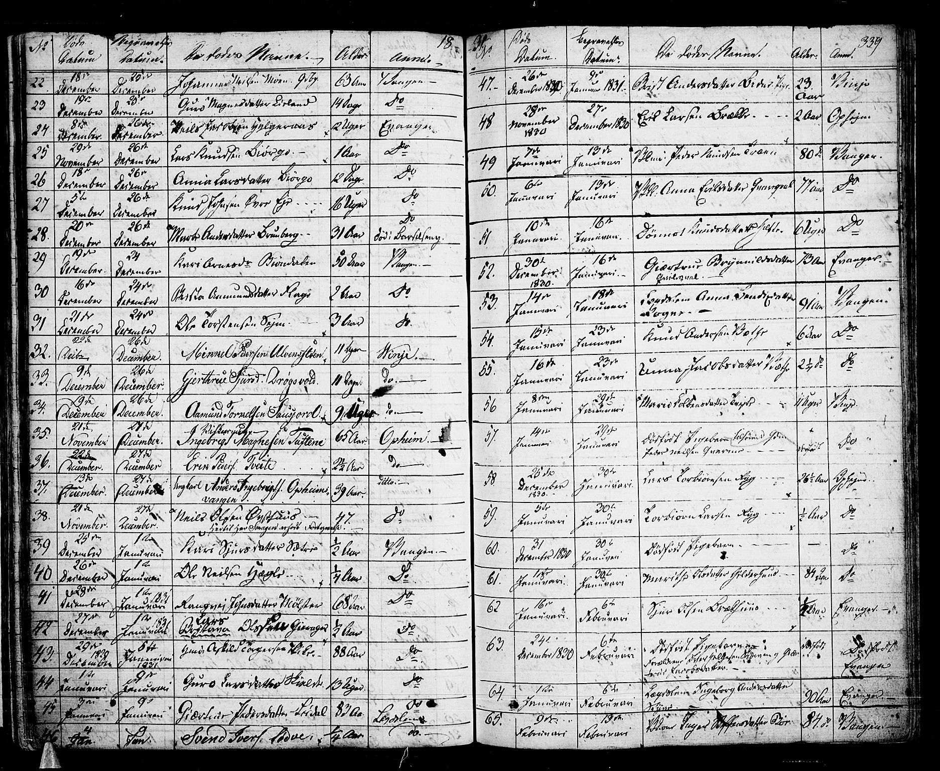 Voss sokneprestembete, SAB/A-79001/H/Haa: Parish register (official) no. A 12, 1823-1837, p. 339
