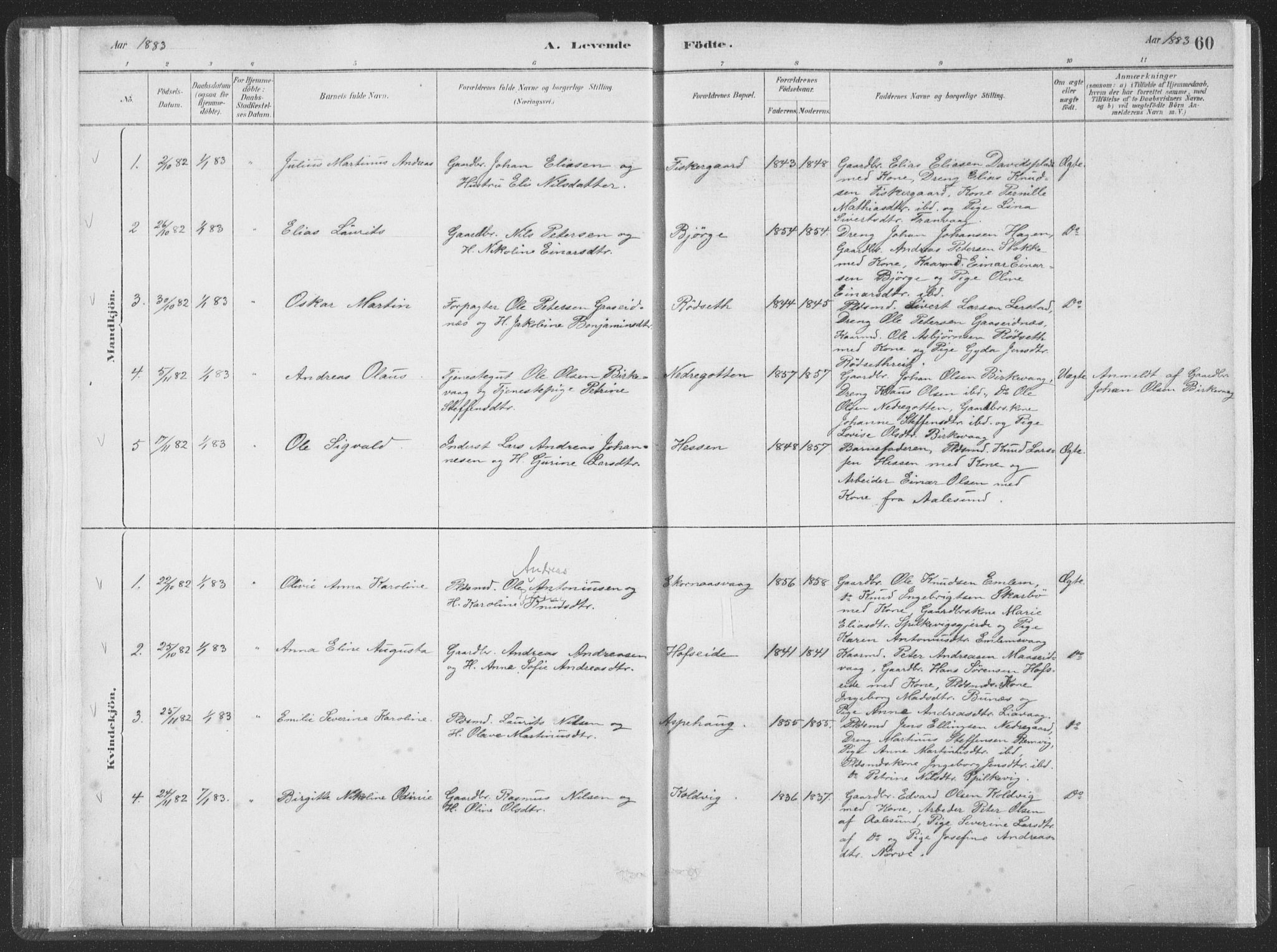 Ministerialprotokoller, klokkerbøker og fødselsregistre - Møre og Romsdal, SAT/A-1454/528/L0401: Parish register (official) no. 528A12I, 1880-1920, p. 60