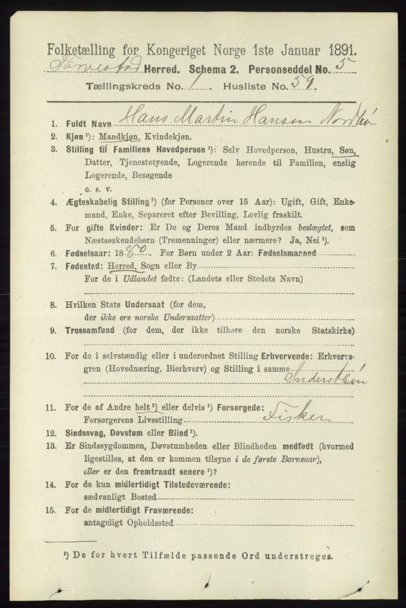 RA, 1891 census for 1152 Torvastad, 1891, p. 400