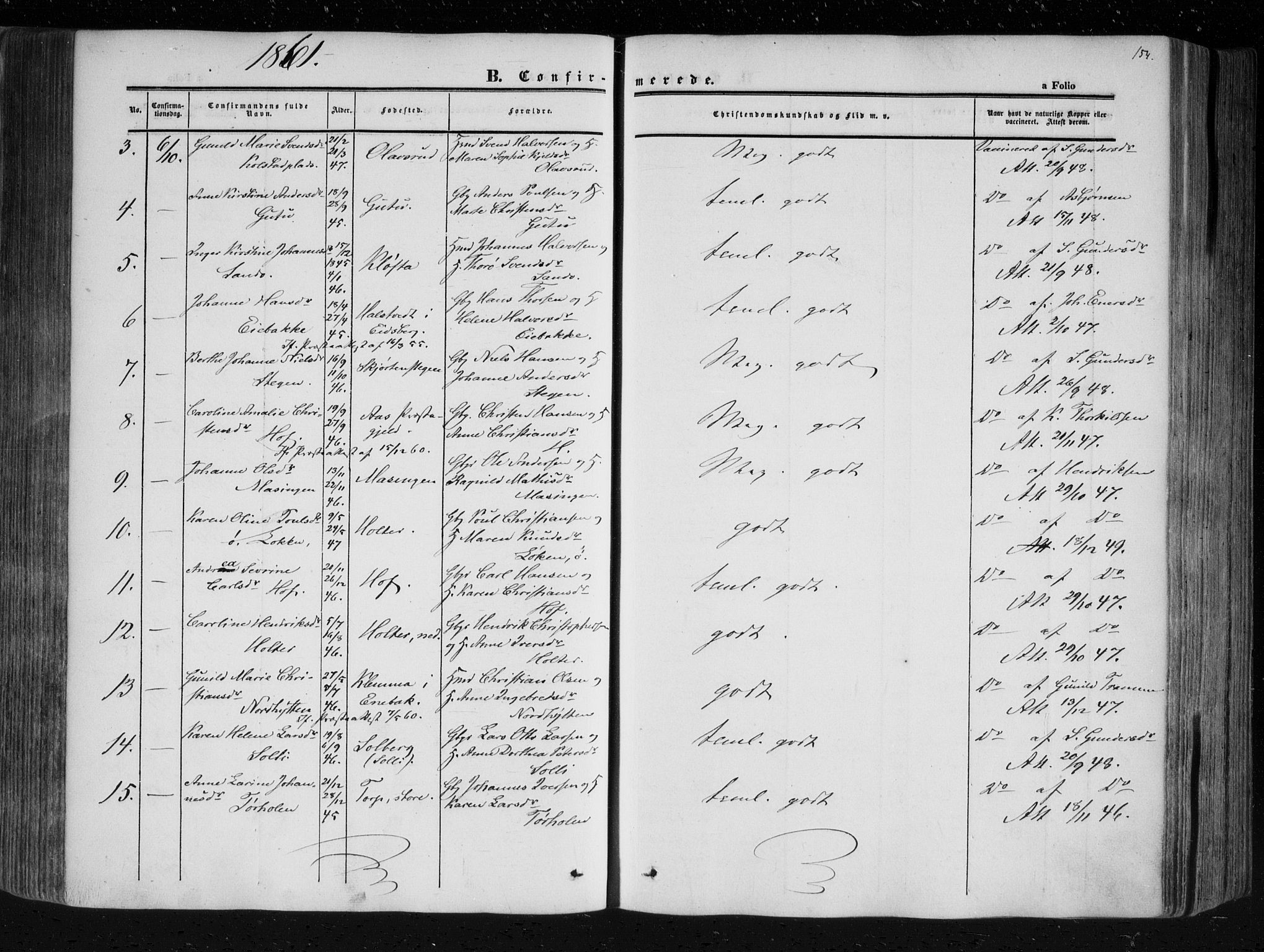 Askim prestekontor Kirkebøker, AV/SAO-A-10900/F/Fa/L0005: Parish register (official) no. 5, 1847-1879, p. 154