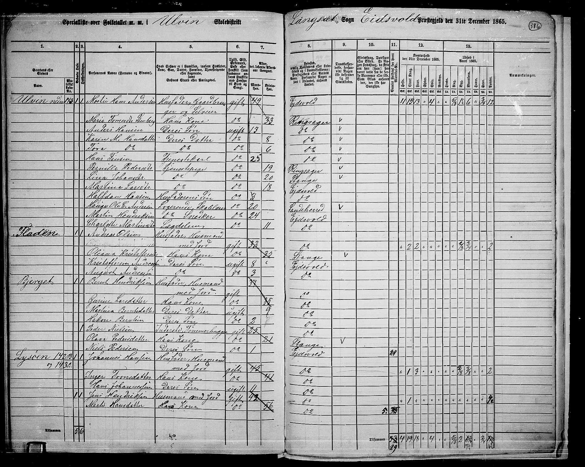 RA, 1865 census for Eidsvoll, 1865, p. 347