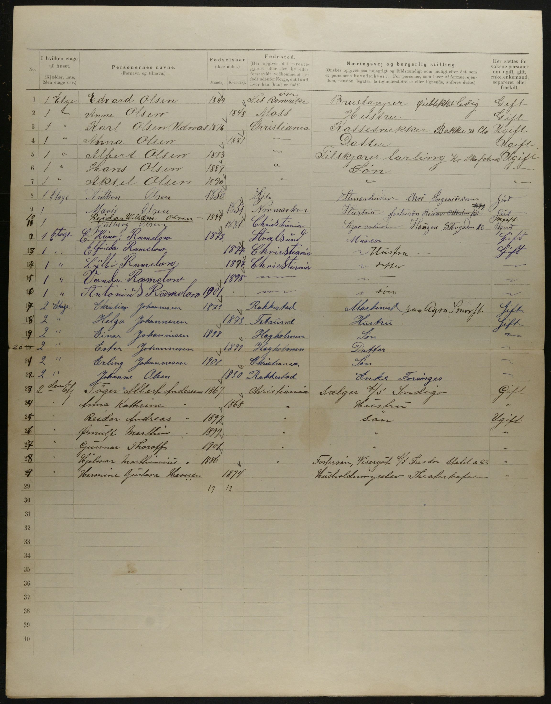 OBA, Municipal Census 1901 for Kristiania, 1901, p. 12831