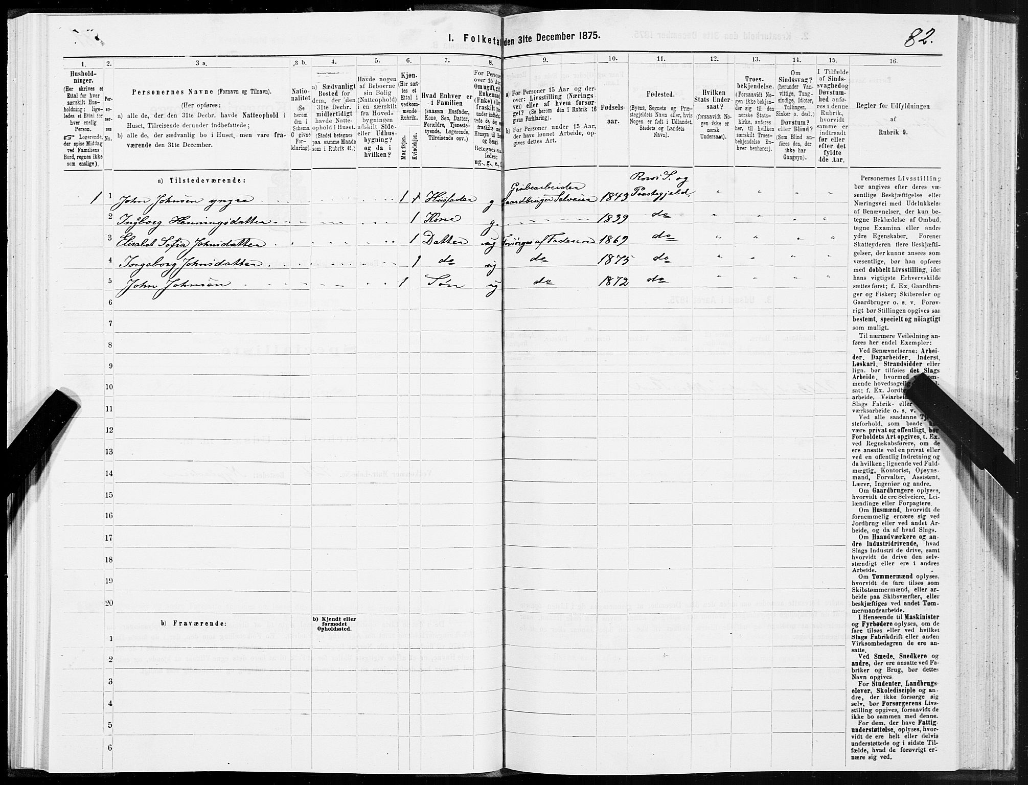 SAT, 1875 census for 1640P Røros, 1875, p. 4082