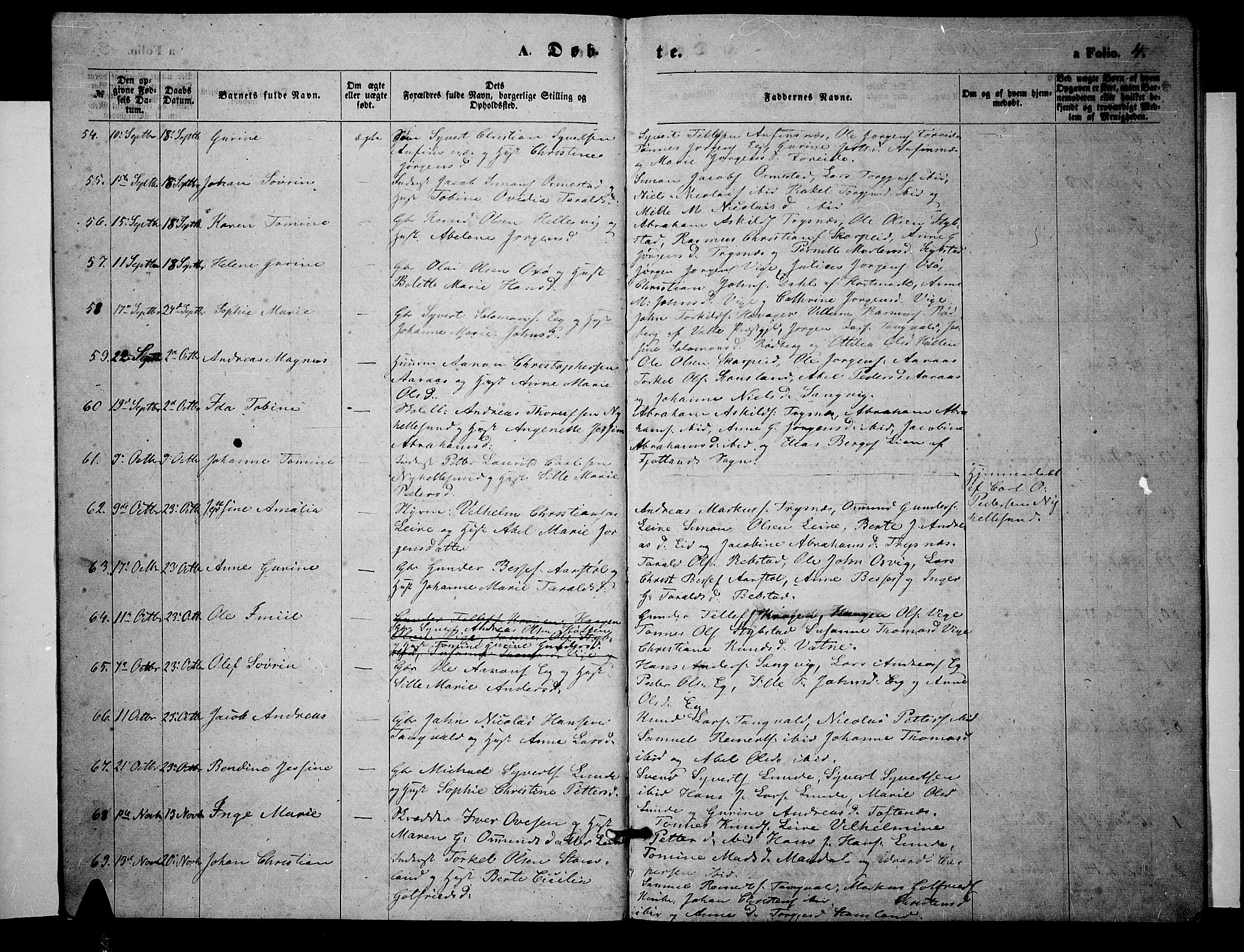 Søgne sokneprestkontor, SAK/1111-0037/F/Fb/Fbb/L0004: Parish register (copy) no. B 4, 1864-1883, p. 4