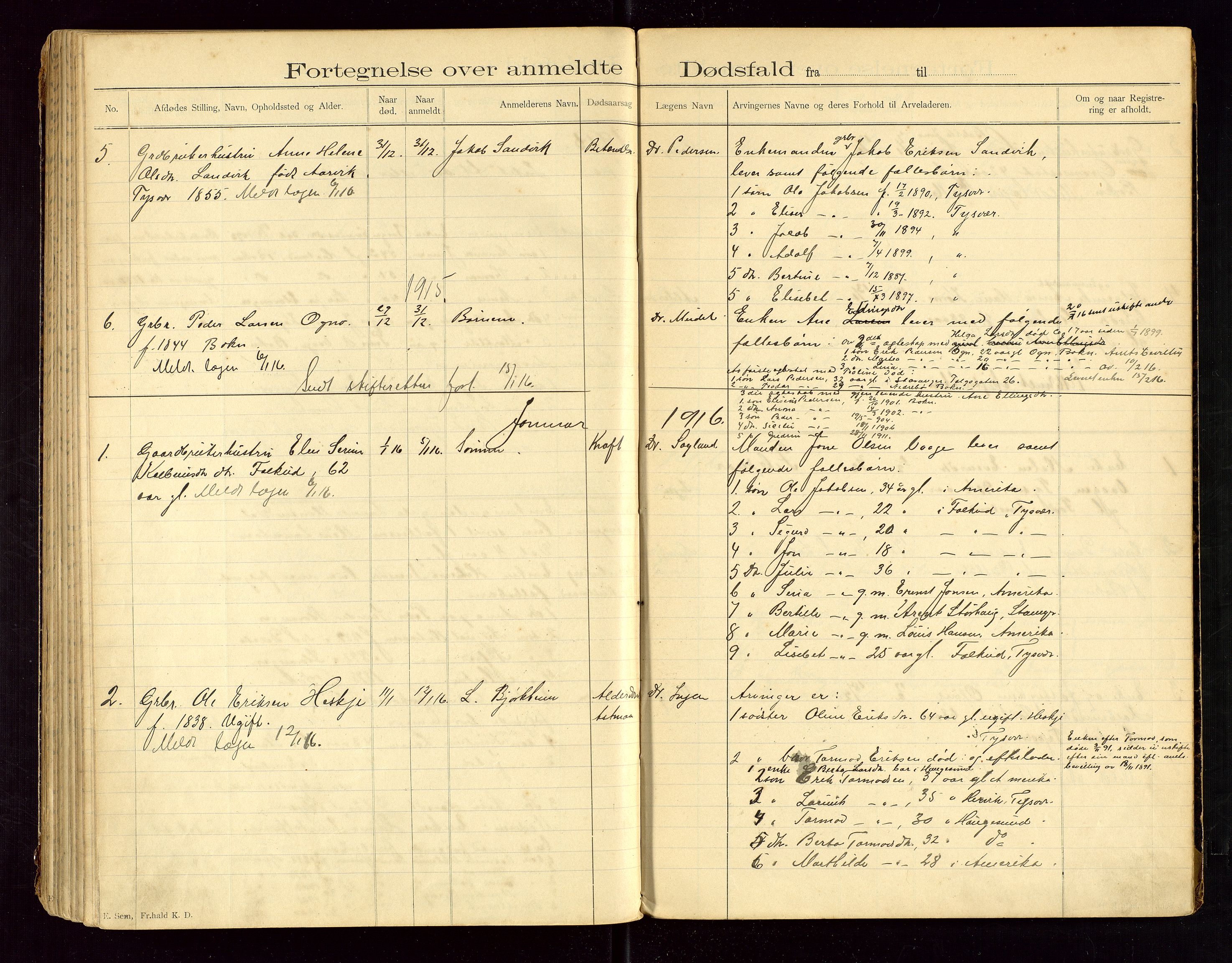 Tysvær lensmannskontor, AV/SAST-A-100192/Gga/L0002: "Dødsfalds-Protokol for Lensmanden i Tysvær Lensmandsdistrikt", 1897-1916