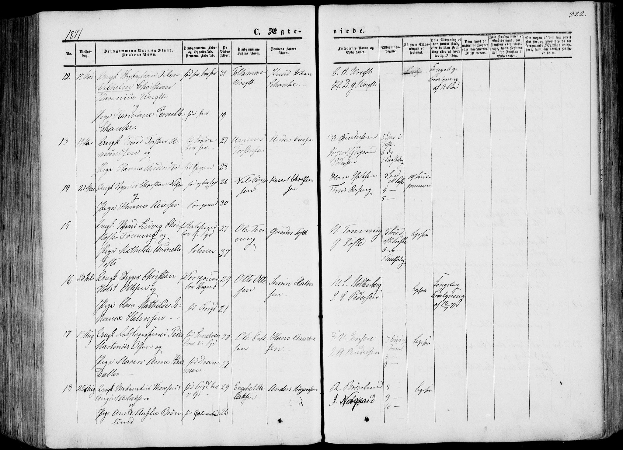 Porsgrunn kirkebøker , SAKO/A-104/F/Fa/L0007: Parish register (official) no. 7, 1858-1877, p. 322