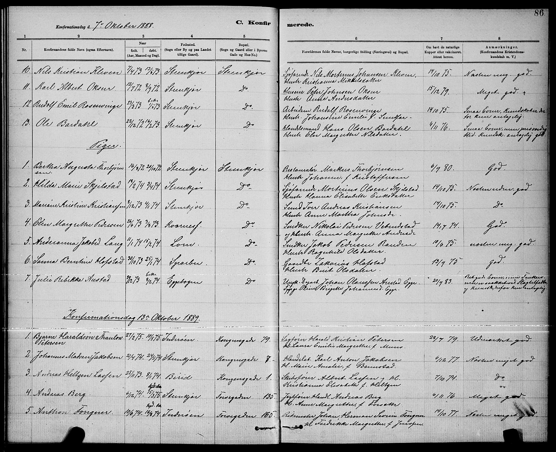 Ministerialprotokoller, klokkerbøker og fødselsregistre - Nord-Trøndelag, AV/SAT-A-1458/739/L0374: Parish register (copy) no. 739C02, 1883-1898, p. 86