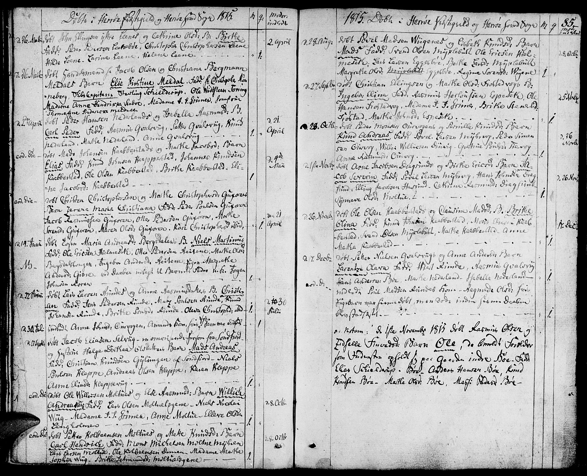 Ministerialprotokoller, klokkerbøker og fødselsregistre - Møre og Romsdal, AV/SAT-A-1454/507/L0068: Parish register (official) no. 507A03, 1789-1825, p. 85