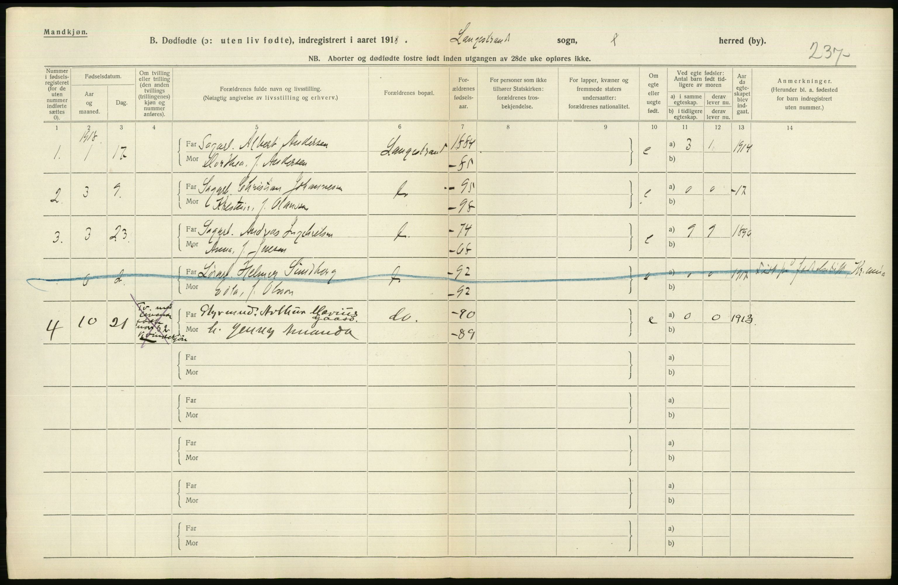 Statistisk sentralbyrå, Sosiodemografiske emner, Befolkning, RA/S-2228/D/Df/Dfb/Dfbh/L0022: Vestfold fylke: Gifte, dødfødte. Bygder og byer., 1918, p. 342