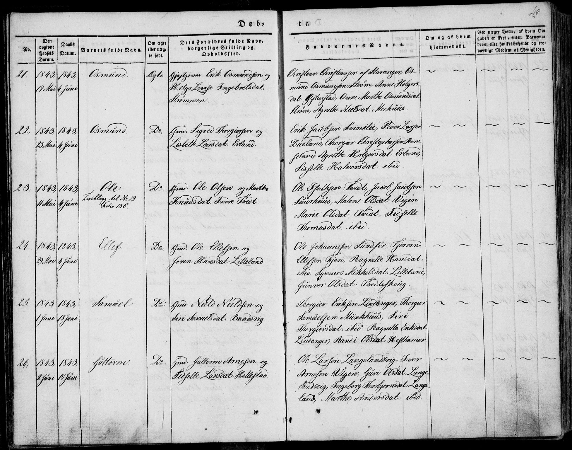 Skjold sokneprestkontor, AV/SAST-A-101847/H/Ha/Haa/L0006: Parish register (official) no. A 6.1, 1835-1858, p. 43