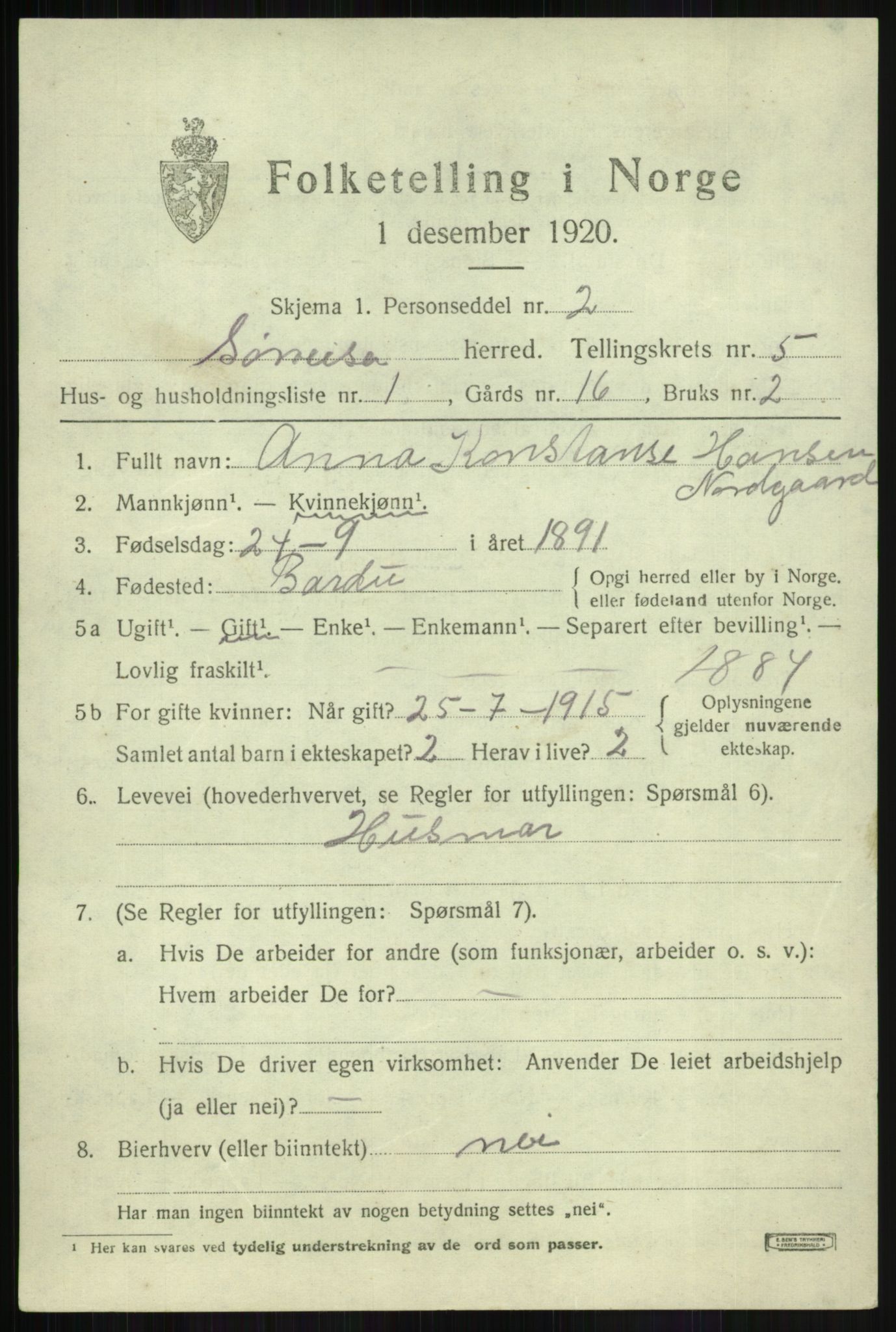 SATØ, 1920 census for Sørreisa, 1920, p. 2343