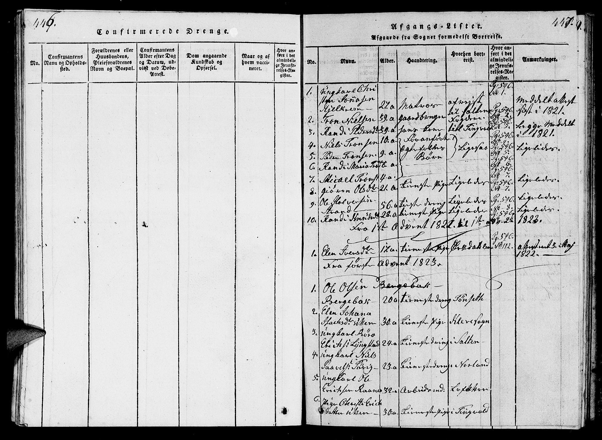 Ministerialprotokoller, klokkerbøker og fødselsregistre - Møre og Romsdal, SAT/A-1454/570/L0831: Parish register (official) no. 570A05, 1819-1829, p. 446-447