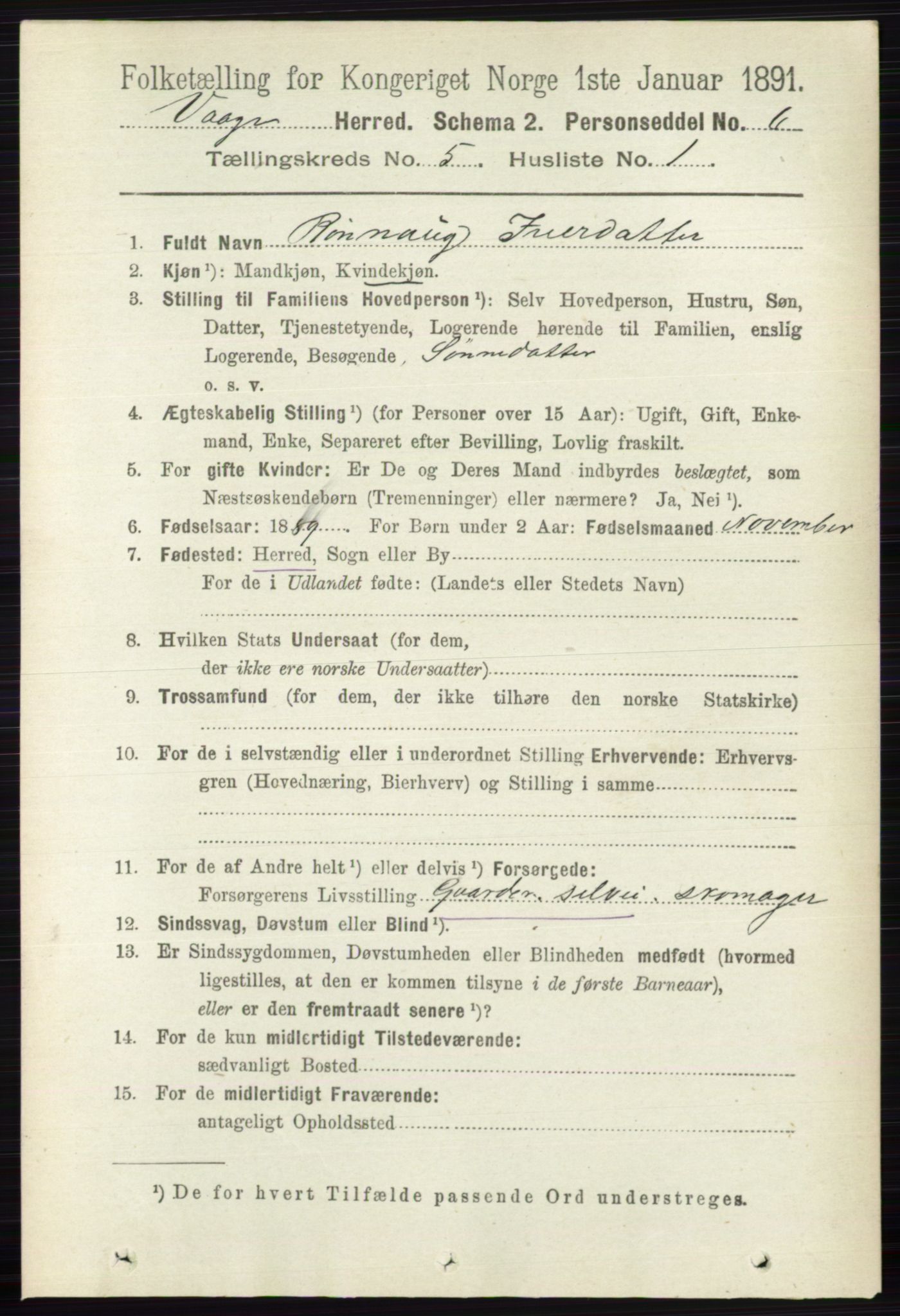 RA, 1891 census for 0515 Vågå, 1891, p. 3352