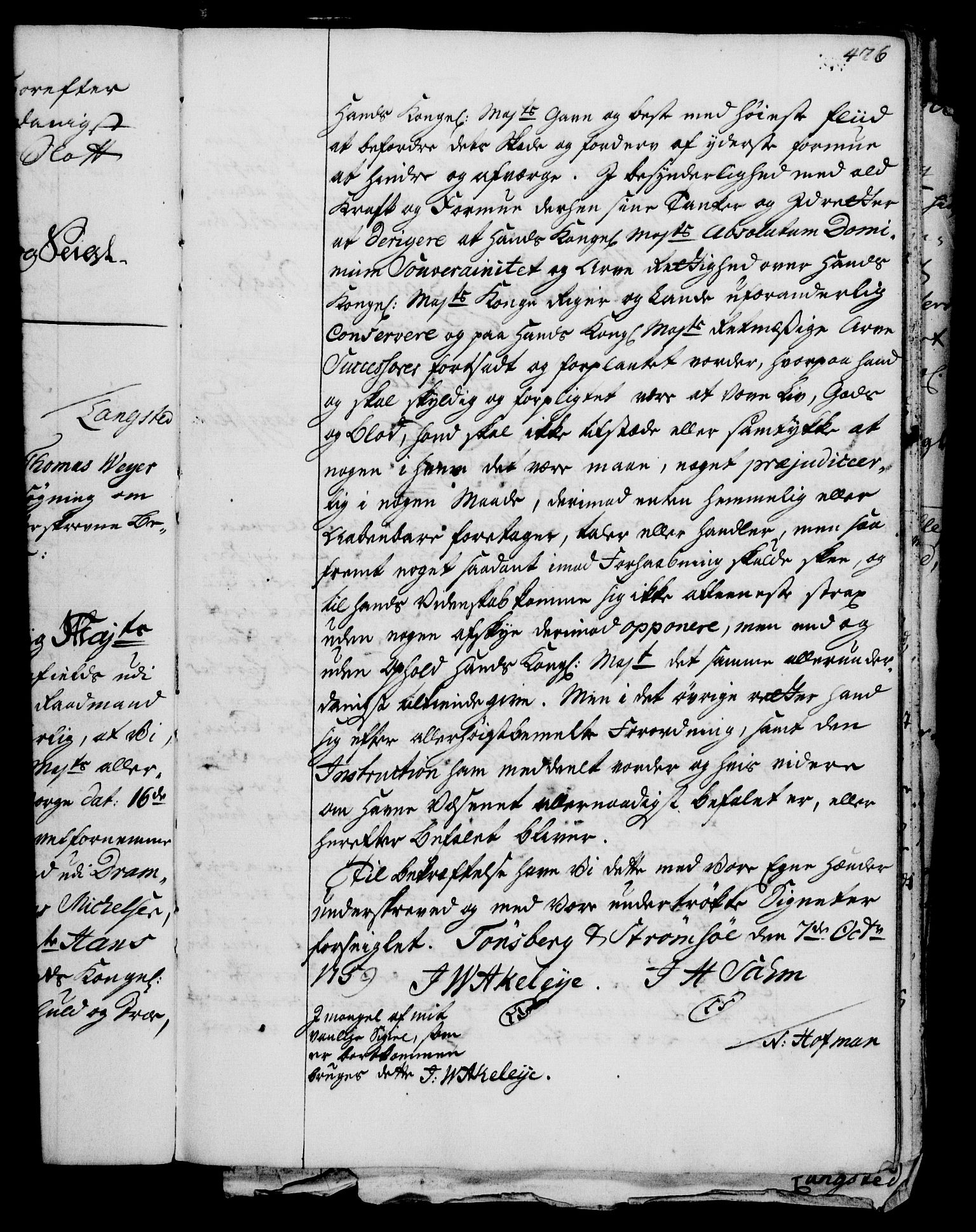Rentekammeret, Kammerkanselliet, RA/EA-3111/G/Gg/Gge/L0003: Norsk bestallingsprotokoll med register (merket RK 53.27), 1745-1761, p. 476