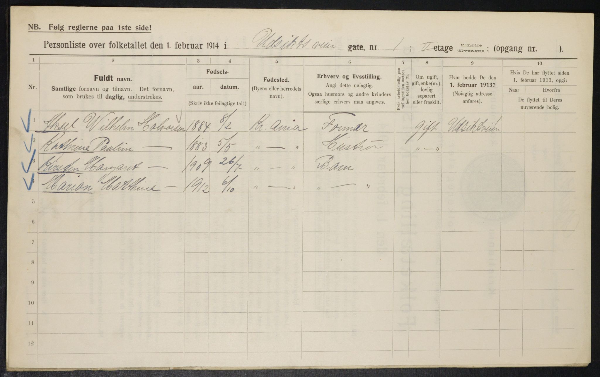 OBA, Municipal Census 1914 for Kristiania, 1914, p. 122348