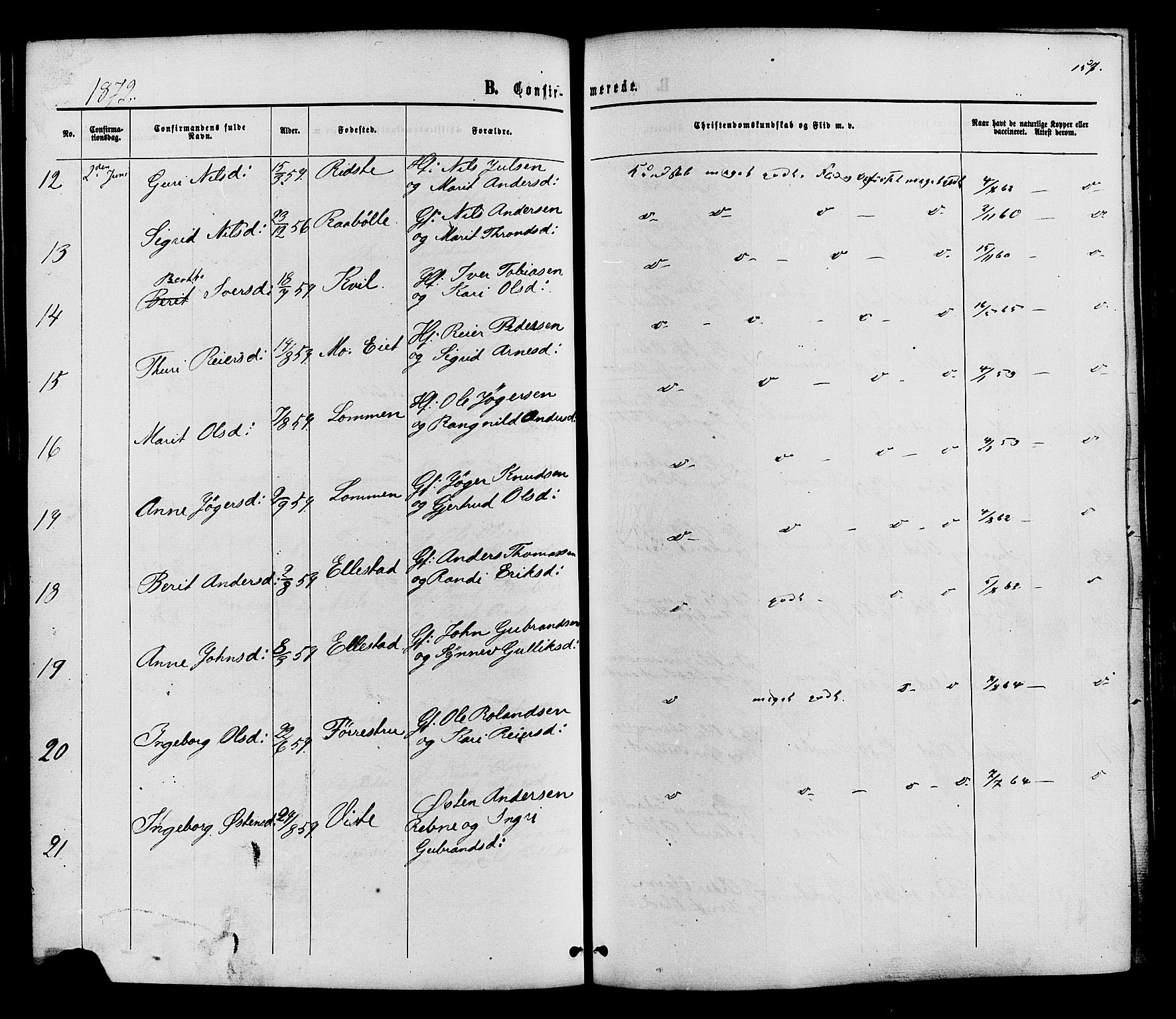 Vestre Slidre prestekontor, AV/SAH-PREST-136/H/Ha/Haa/L0003: Parish register (official) no. 3, 1865-1880, p. 157