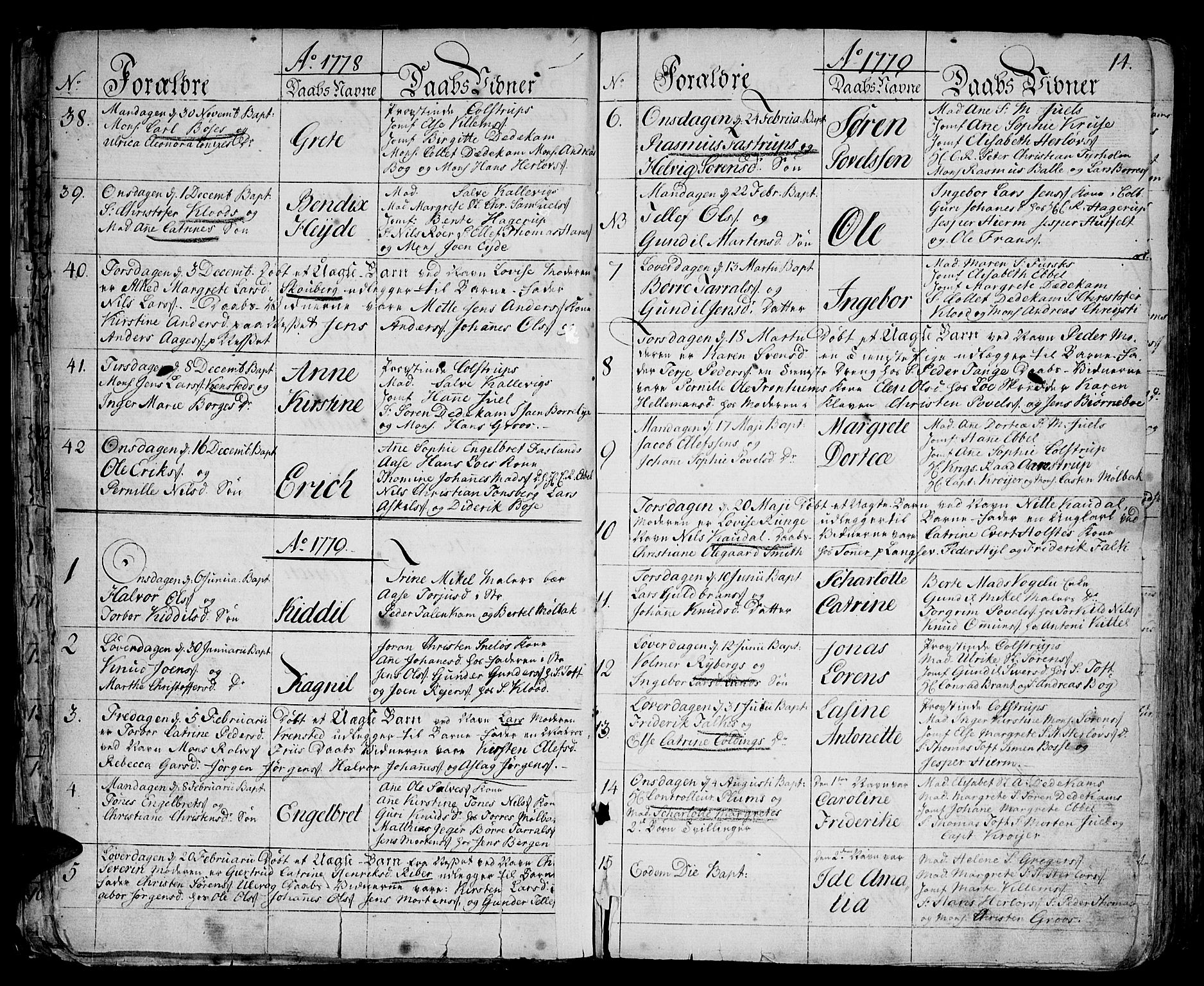 Arendal sokneprestkontor, Trefoldighet, SAK/1111-0040/F/Fa/L0002: Parish register (official) no. A 2, 1771-1815, p. 14