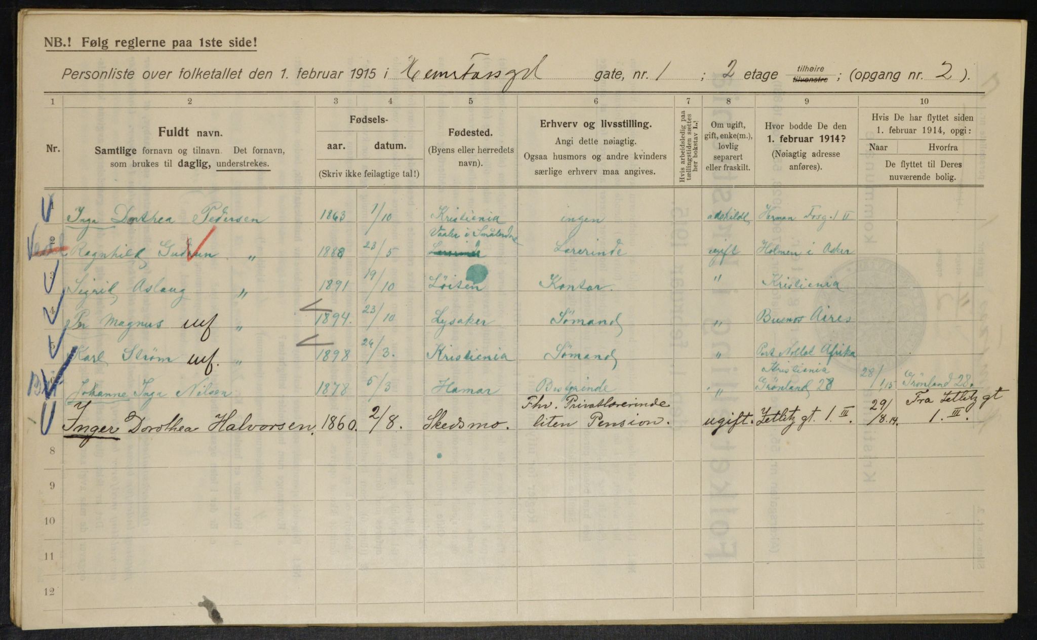 OBA, Municipal Census 1915 for Kristiania, 1915, p. 38139