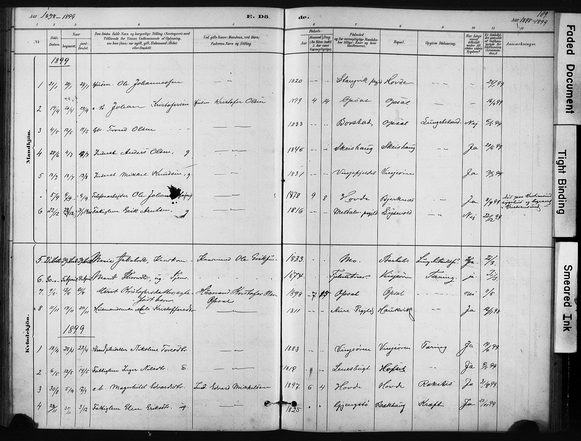 Ministerialprotokoller, klokkerbøker og fødselsregistre - Sør-Trøndelag, SAT/A-1456/631/L0512: Parish register (official) no. 631A01, 1879-1912, p. 189
