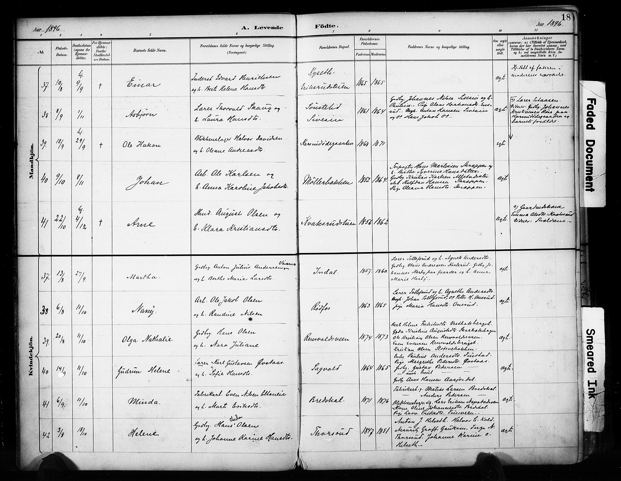 Vestre Toten prestekontor, AV/SAH-PREST-108/H/Ha/Haa/L0011: Parish register (official) no. 11, 1895-1906, p. 18