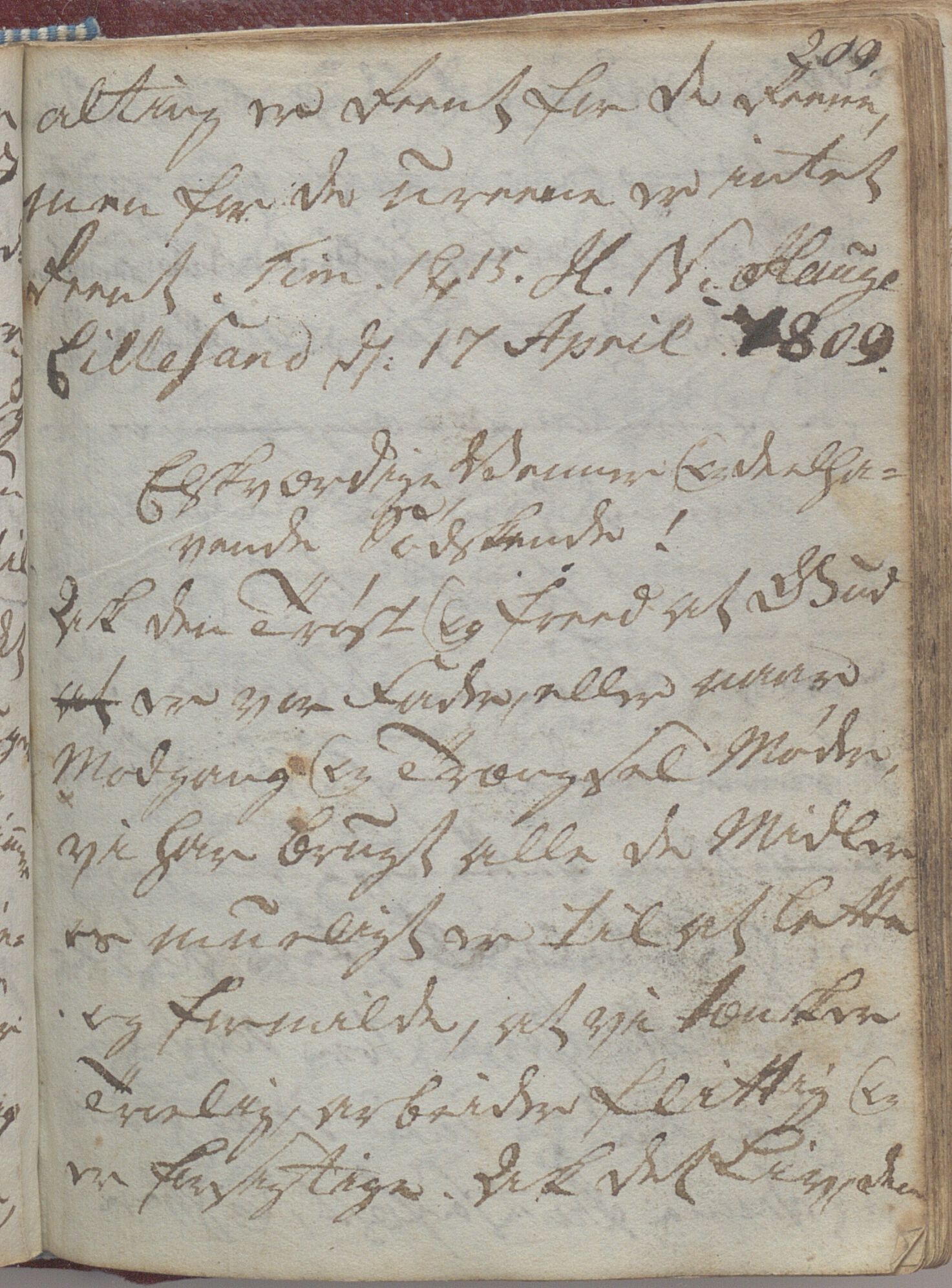 Heggtveitsamlingen, TMF/A-1007/H/L0047/0005: Kopibøker, brev etc.  / "MF I"(Kopibok frå Heggtveits samling), 1800-1823, p. 209