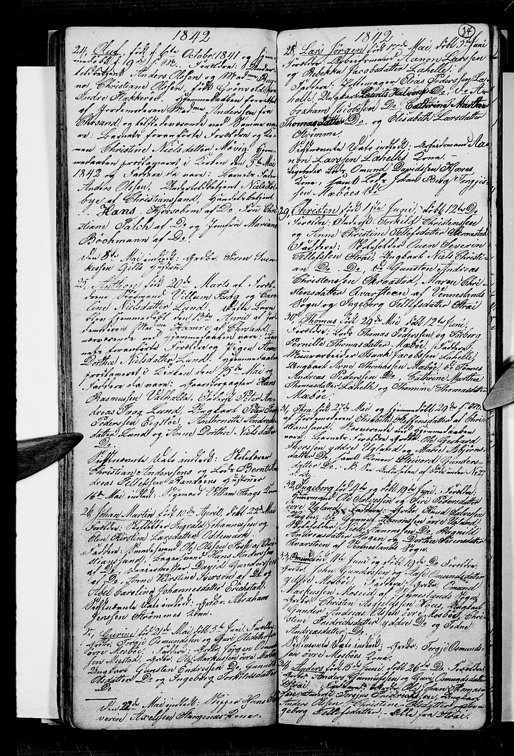 Oddernes sokneprestkontor, AV/SAK-1111-0033/F/Fb/Fba/L0004: Parish register (copy) no. B 4, 1837-1846, p. 34