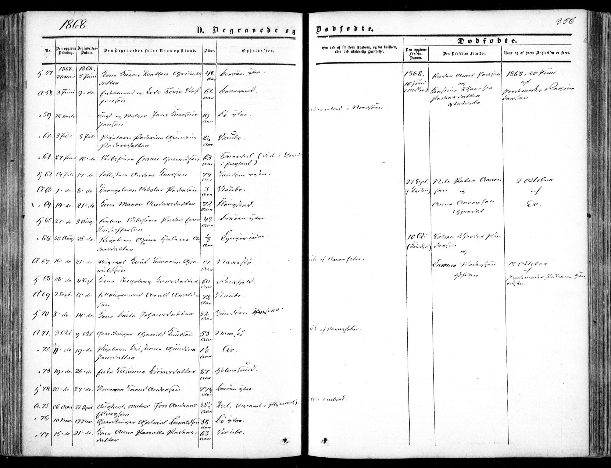 Dypvåg sokneprestkontor, AV/SAK-1111-0007/F/Fa/Faa/L0006: Parish register (official) no. A 6, 1855-1872, p. 356