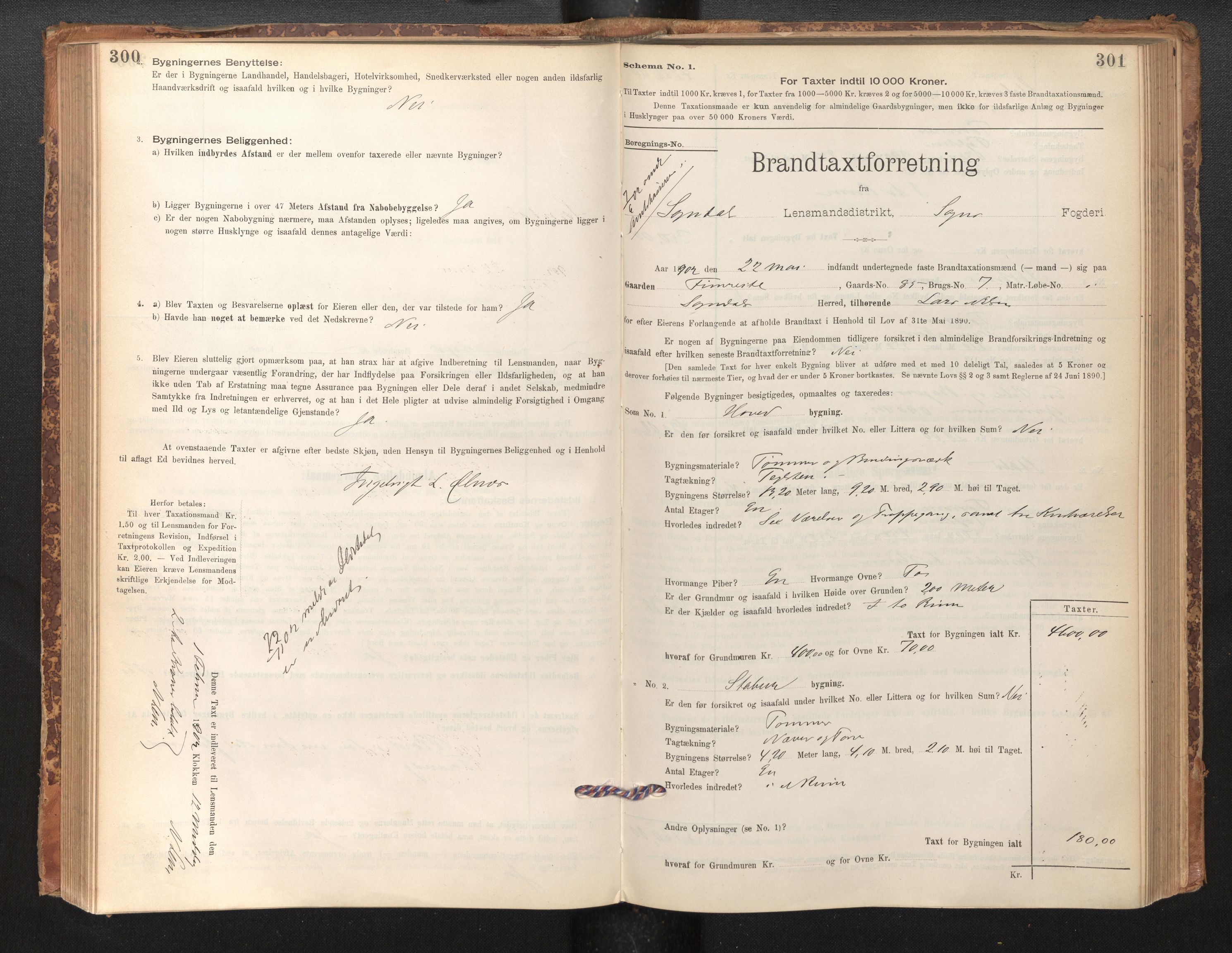 Lensmannen i Sogndal, AV/SAB-A-29901/0012/L0008: Branntakstprotokoll, skjematakst, 1895-1906, p. 300-301