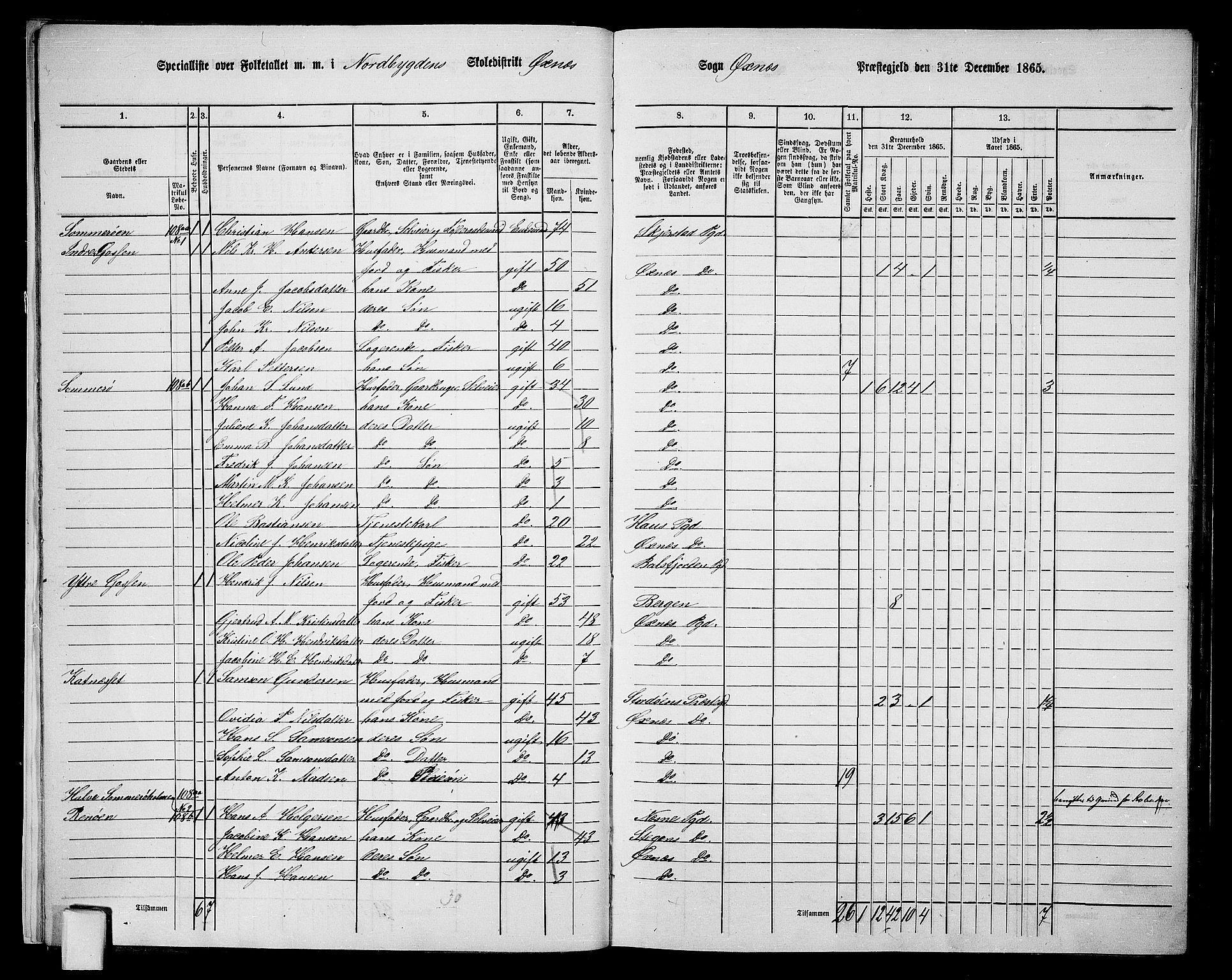 RA, 1865 census for Øksnes, 1865, p. 15