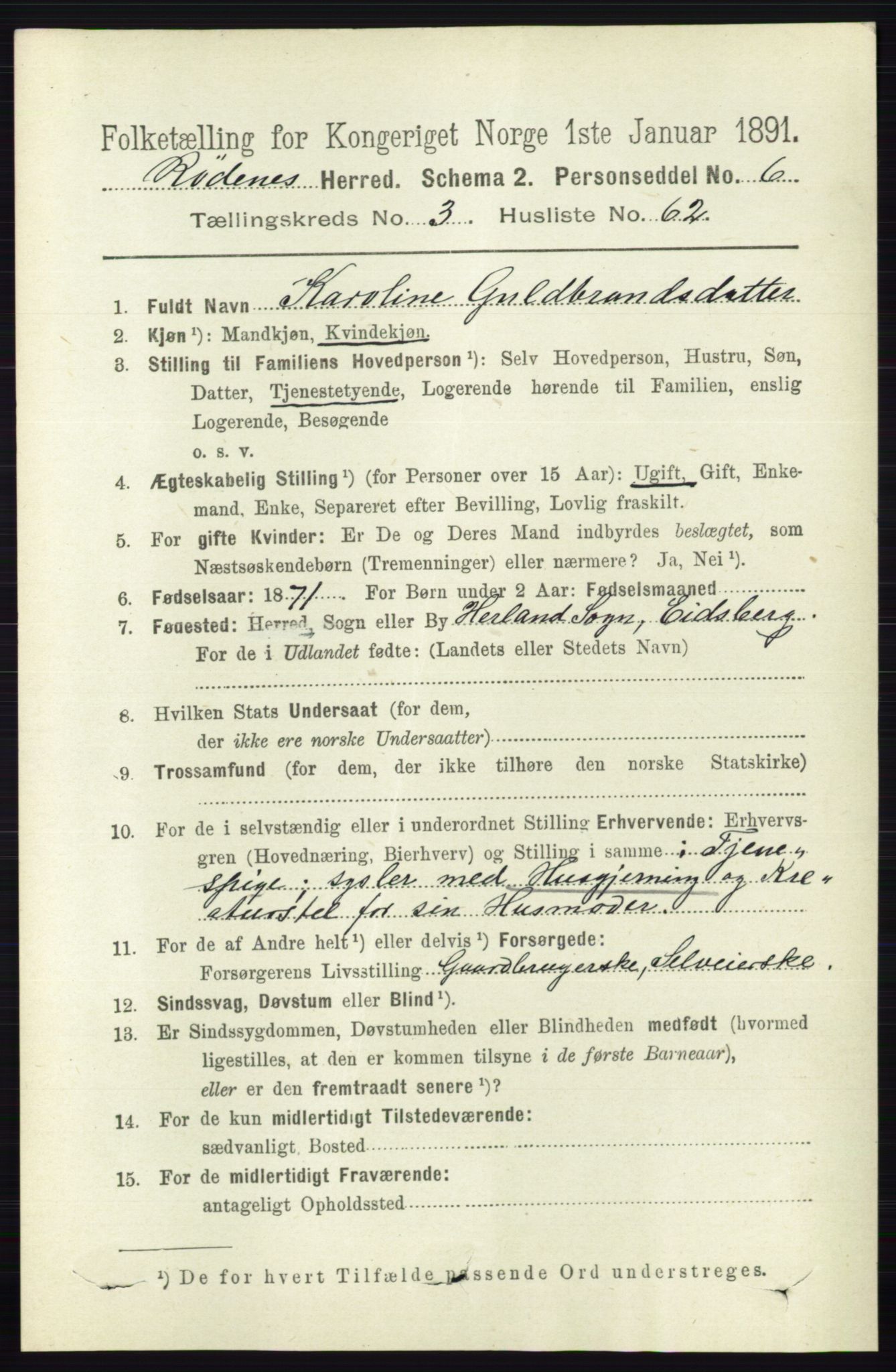 RA, 1891 census for 0120 Rødenes, 1891, p. 1555