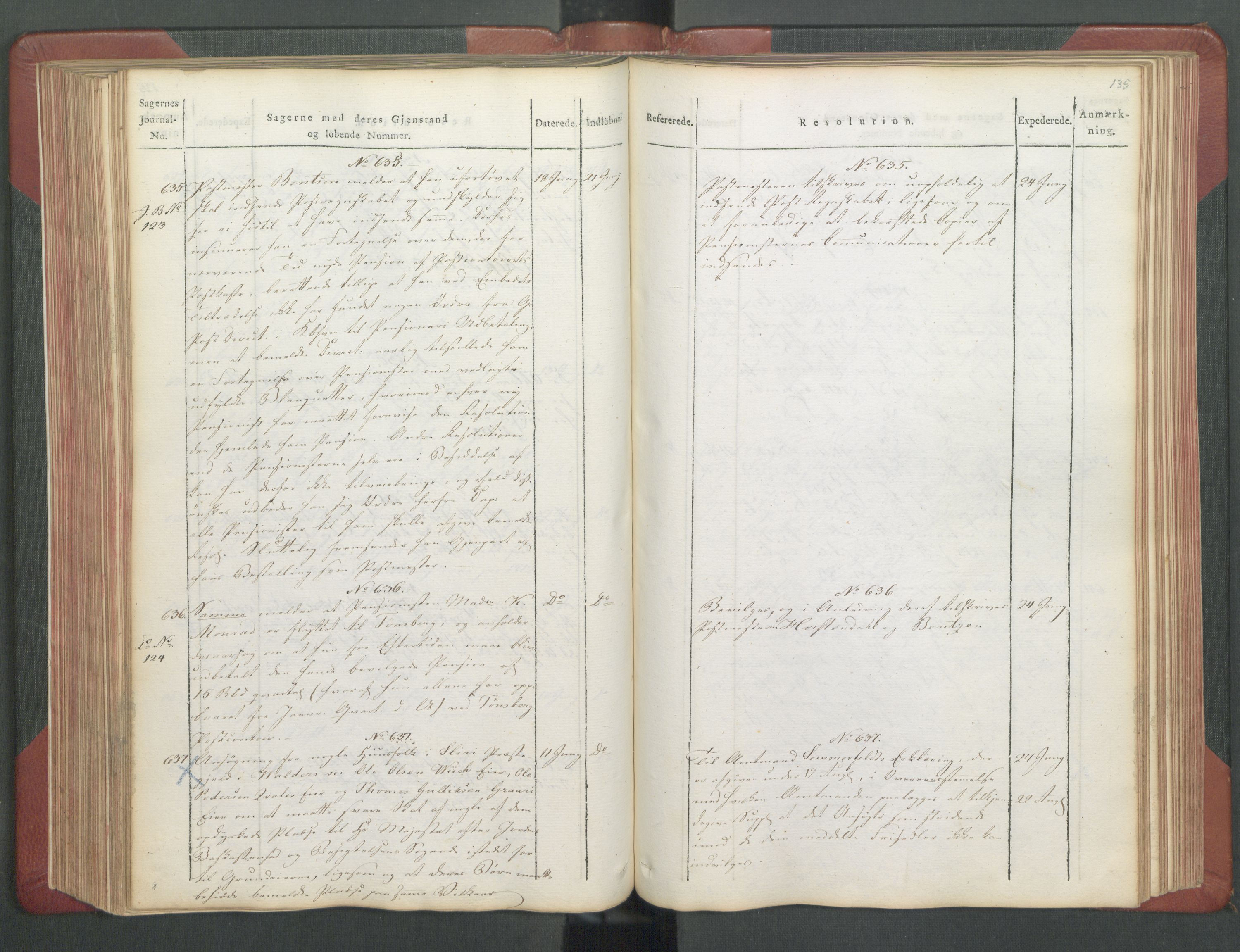 Departementene i 1814, AV/RA-S-3899/Fb/L0029: Journal A 1-900 (ekstraktprotokoll), 1814, p. 135