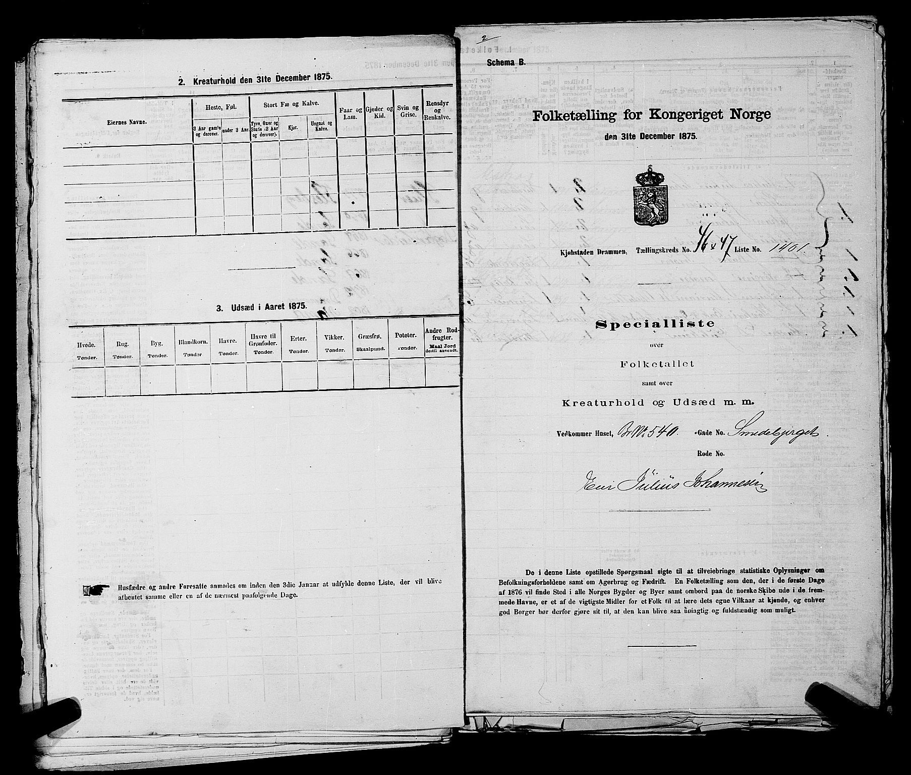 SAKO, 1875 census for 0602 Drammen, 1875, p. 3774