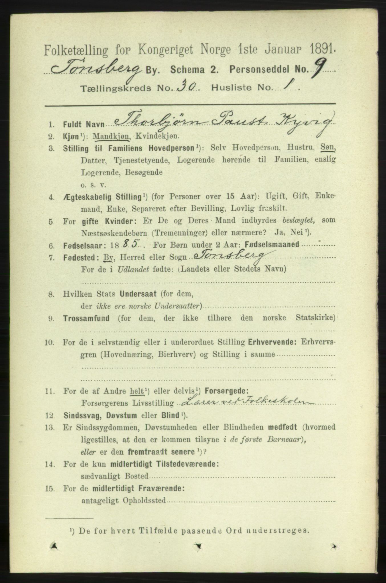 RA, 1891 census for 0705 Tønsberg, 1891, p. 7217