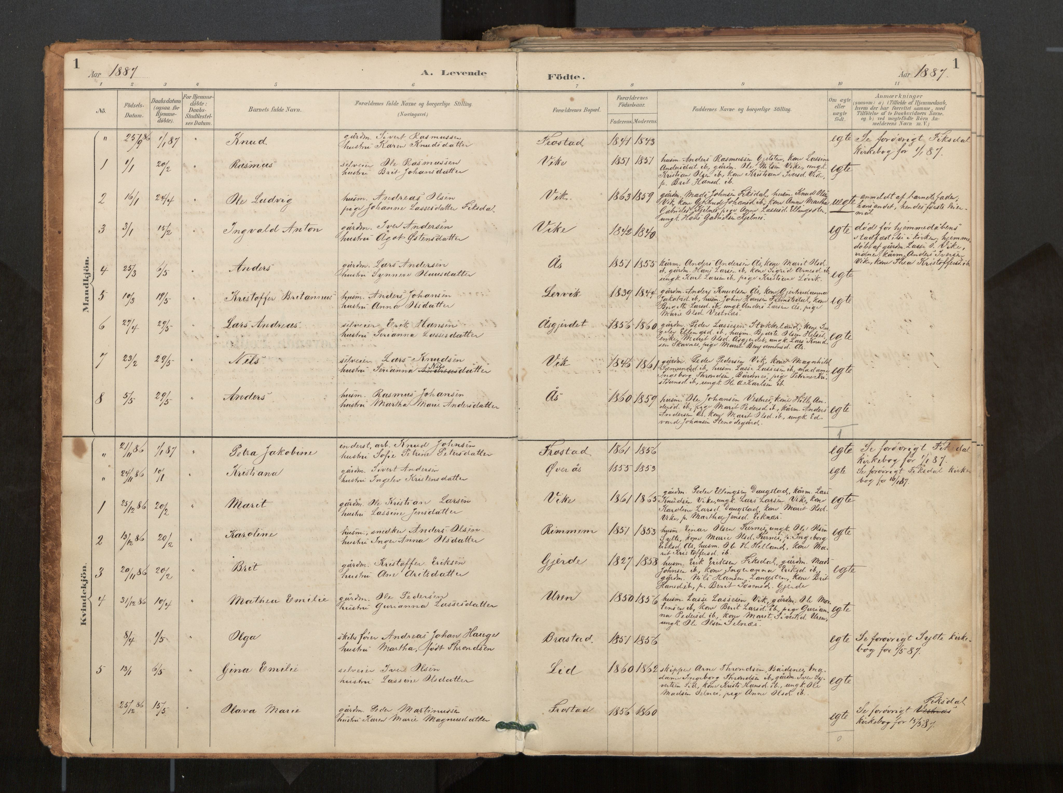 Ministerialprotokoller, klokkerbøker og fødselsregistre - Møre og Romsdal, SAT/A-1454/539/L0531: Parish register (official) no. 539A04, 1887-1913, p. 1