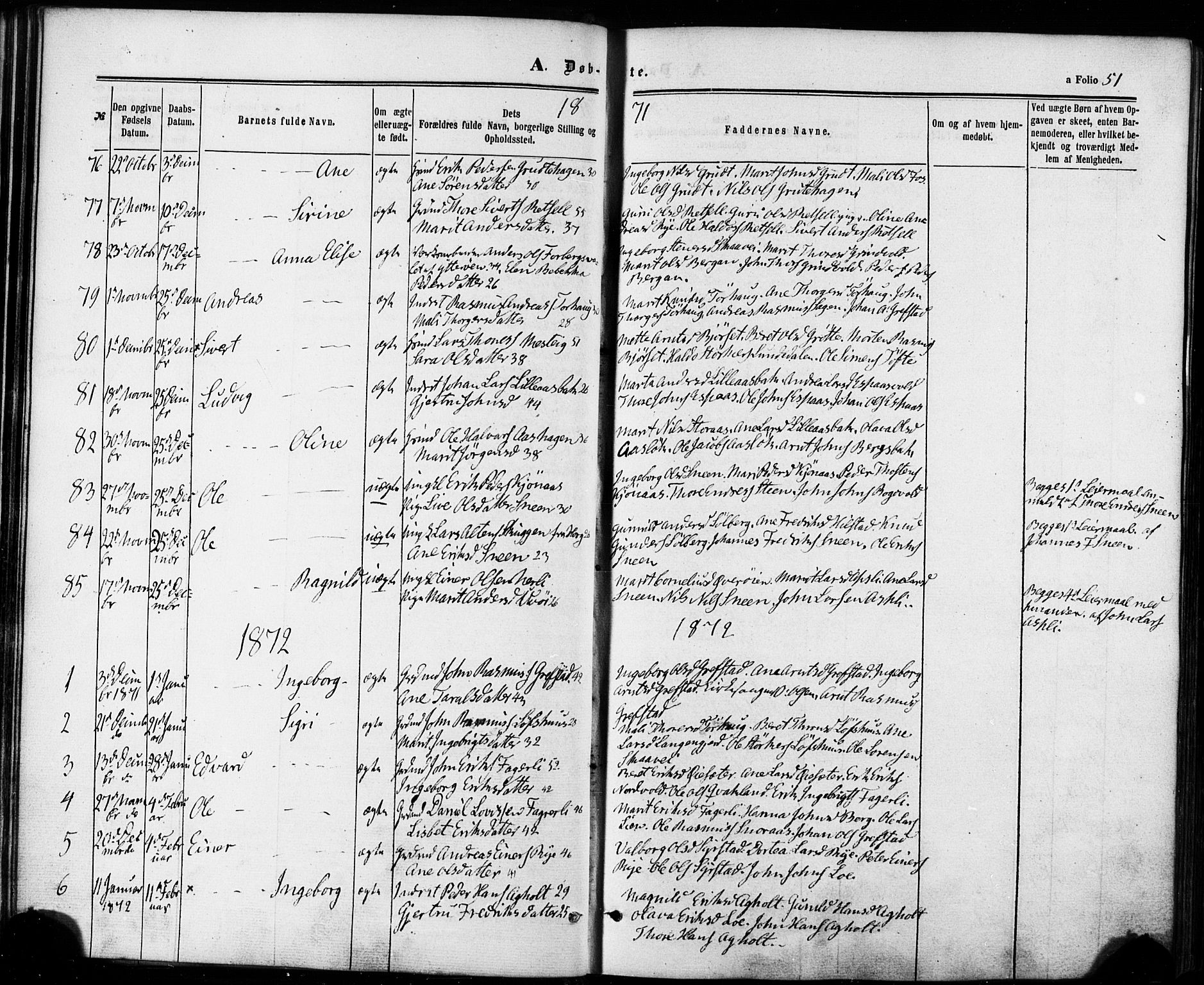 Ministerialprotokoller, klokkerbøker og fødselsregistre - Sør-Trøndelag, SAT/A-1456/672/L0856: Parish register (official) no. 672A08, 1861-1881, p. 51