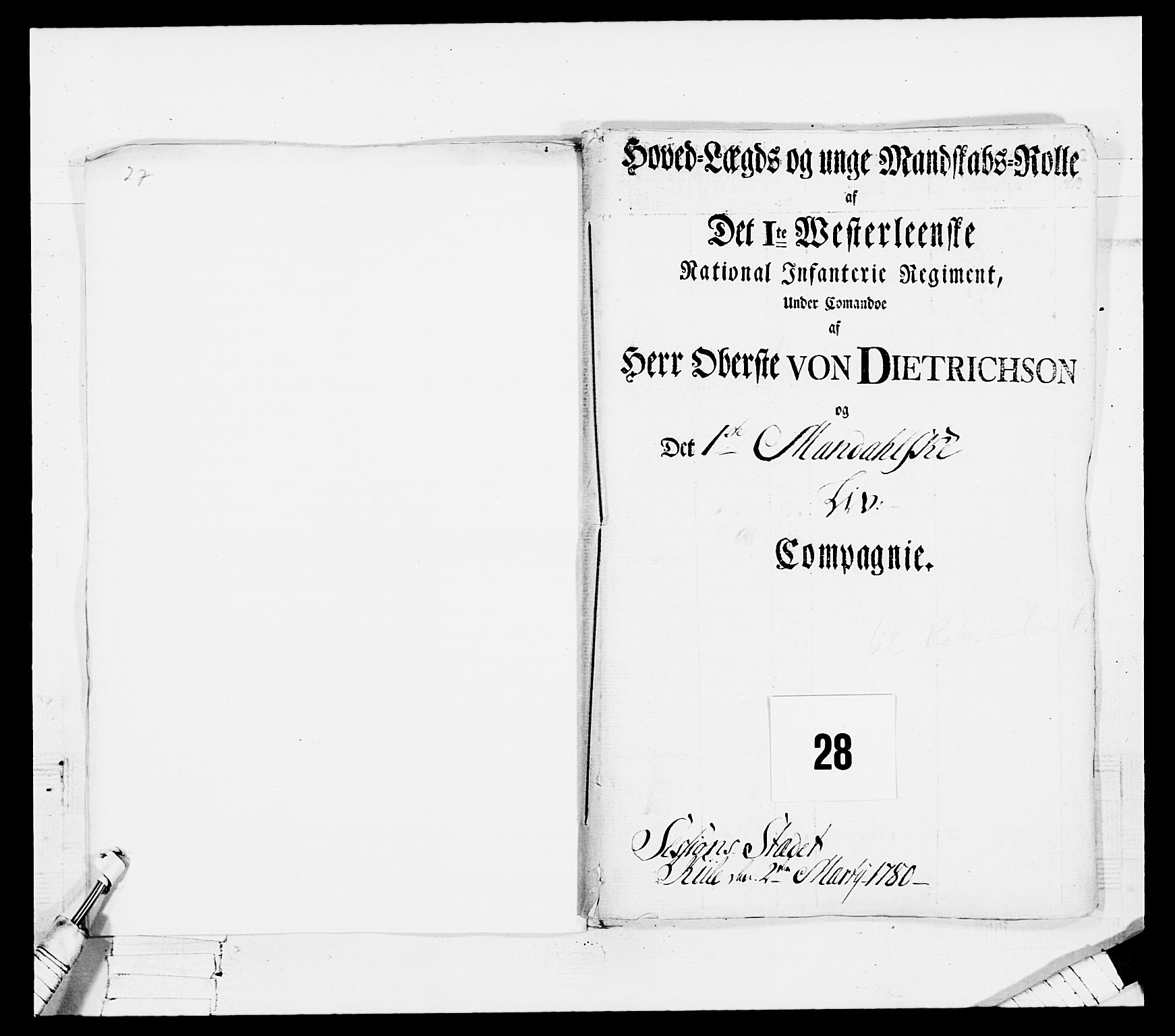 Generalitets- og kommissariatskollegiet, Det kongelige norske kommissariatskollegium, RA/EA-5420/E/Eh/L0102: 1. Vesterlenske nasjonale infanteriregiment, 1778-1780, p. 149