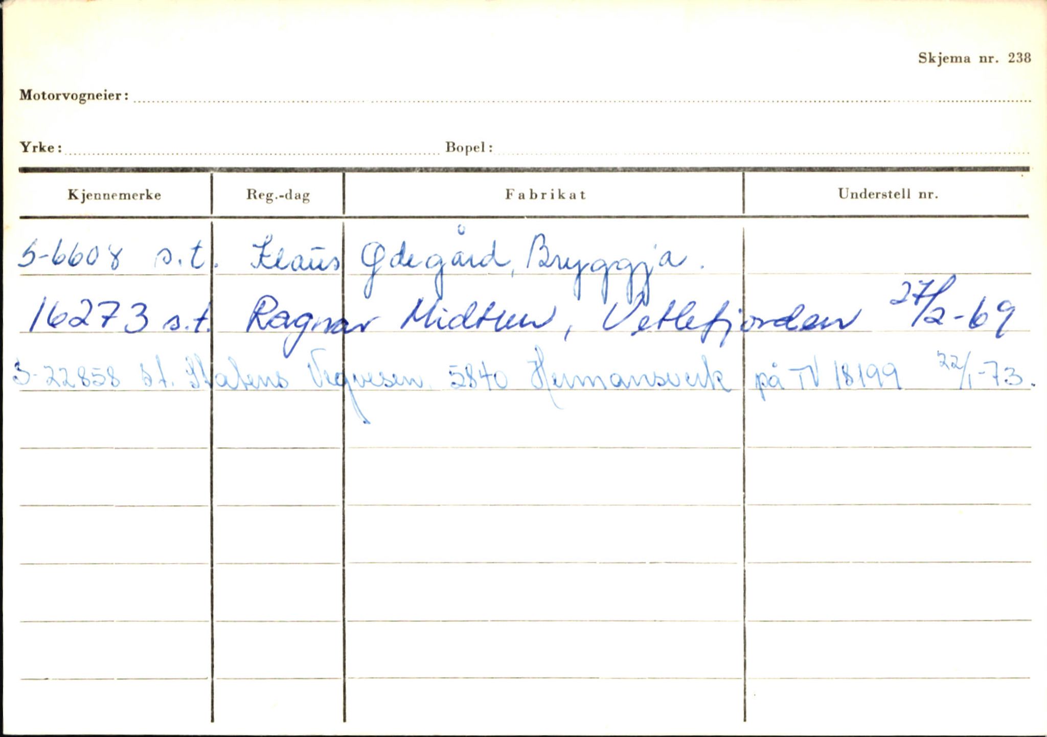 Statens vegvesen, Sogn og Fjordane vegkontor, AV/SAB-A-5301/4/F/L0145: Registerkort Vågsøy S-Å. Årdal I-P, 1945-1975, p. 478