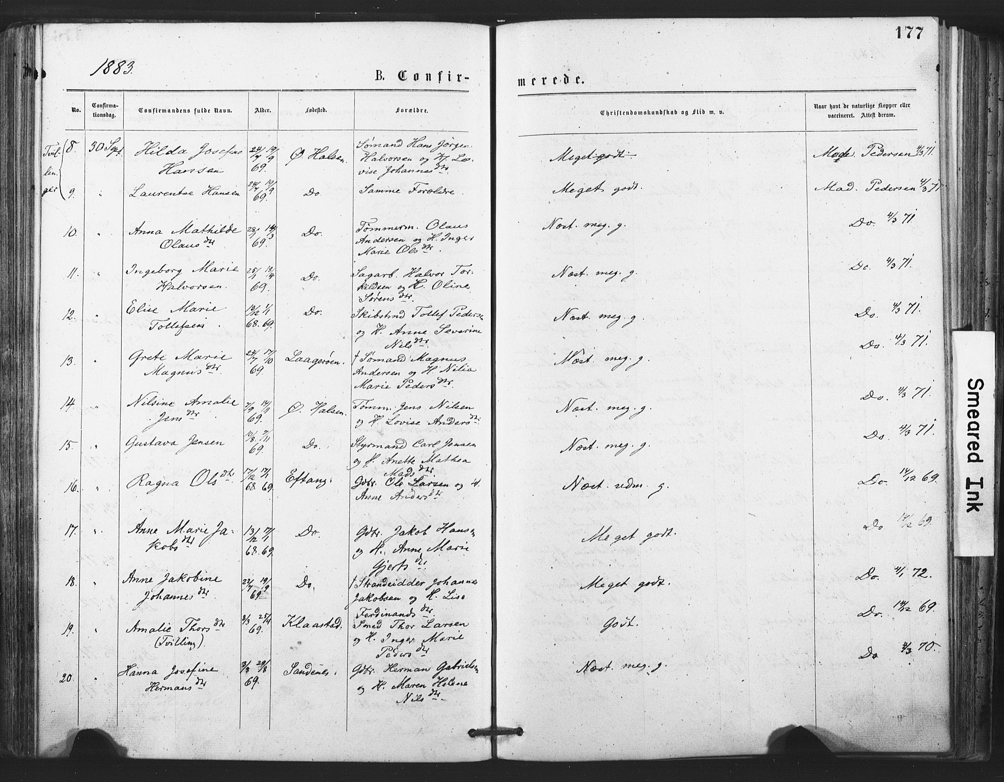 Tjølling kirkebøker, AV/SAKO-A-60/F/Fa/L0008: Parish register (official) no. 8, 1877-1886, p. 177