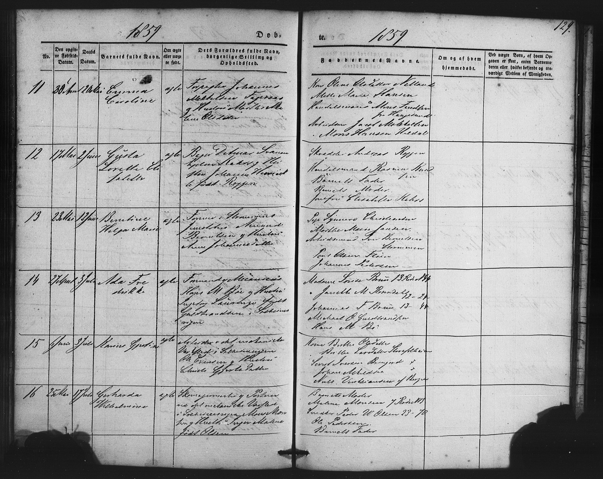 St. Jørgens hospital og Årstad sokneprestembete, AV/SAB-A-99934: Parish register (copy) no. A 2, 1843-1863, p. 129