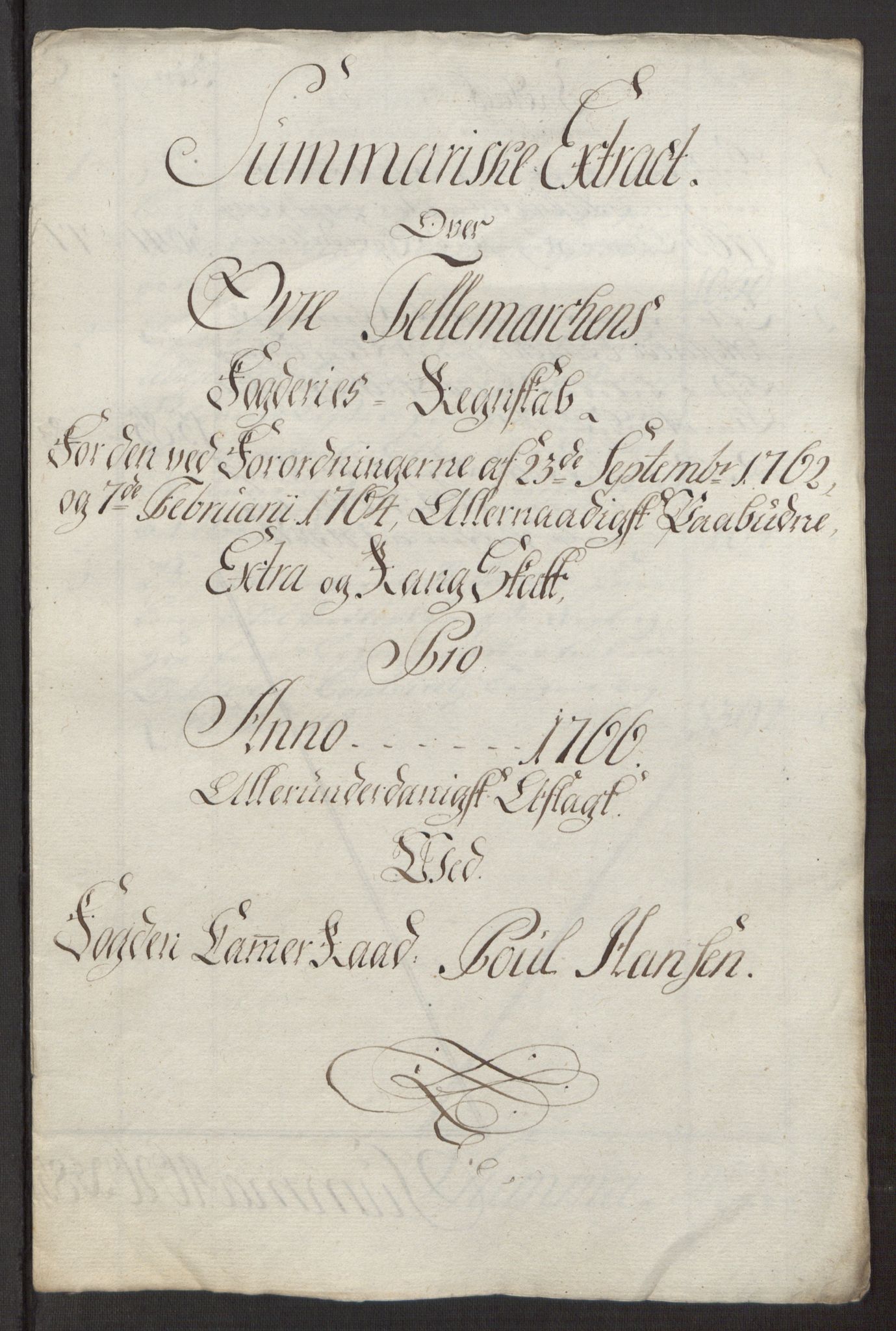 Rentekammeret inntil 1814, Reviderte regnskaper, Fogderegnskap, AV/RA-EA-4092/R38/L2293: Ekstraskatten Øvre Telemark, 1762-1770, p. 72